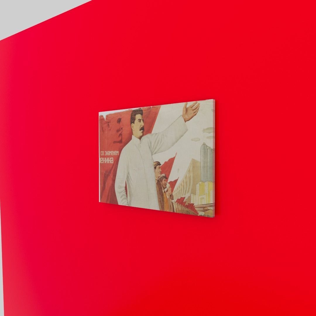 Stalin Soviet poster Low-poly 3D model_2