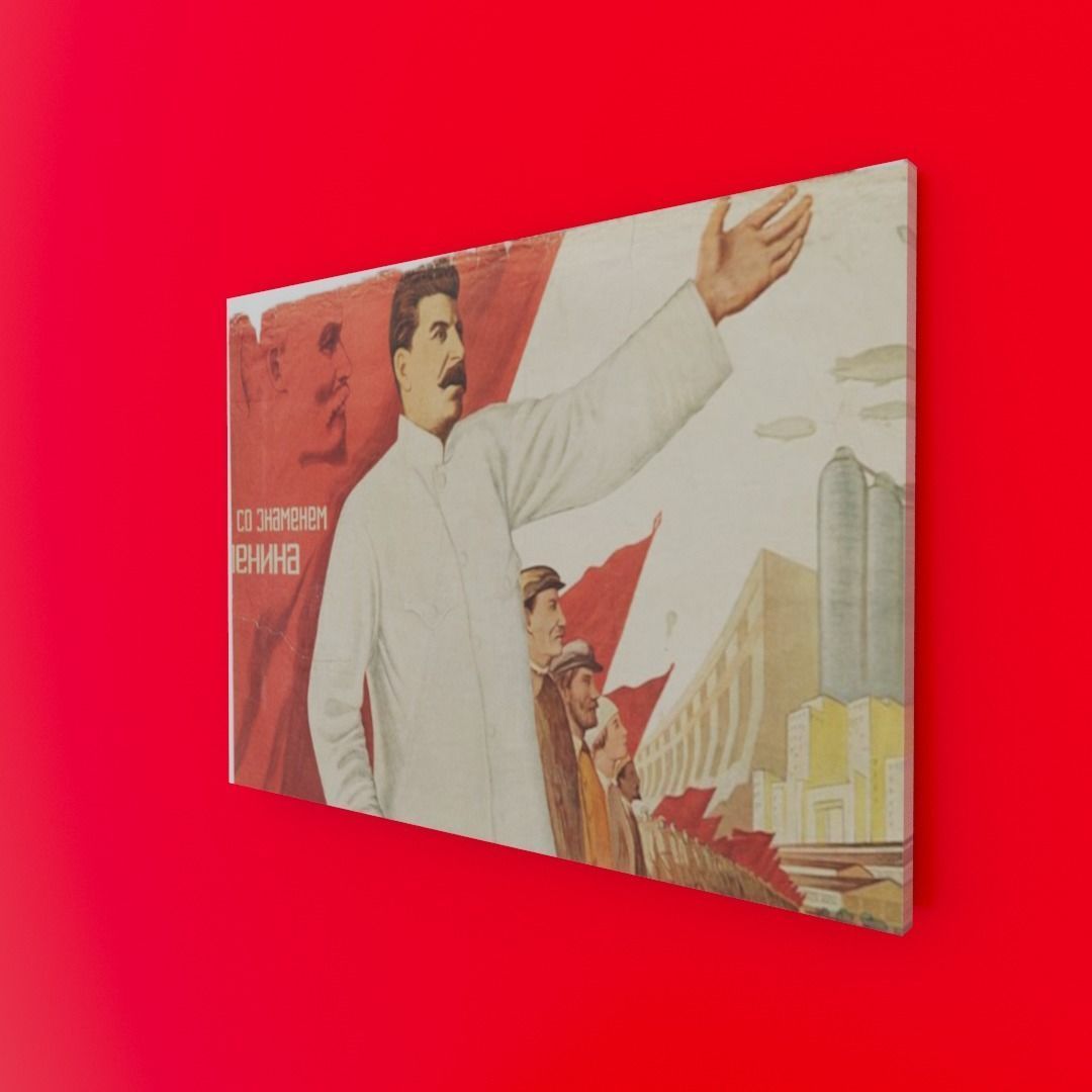 Stalin Soviet poster Low-poly 3D model_4
