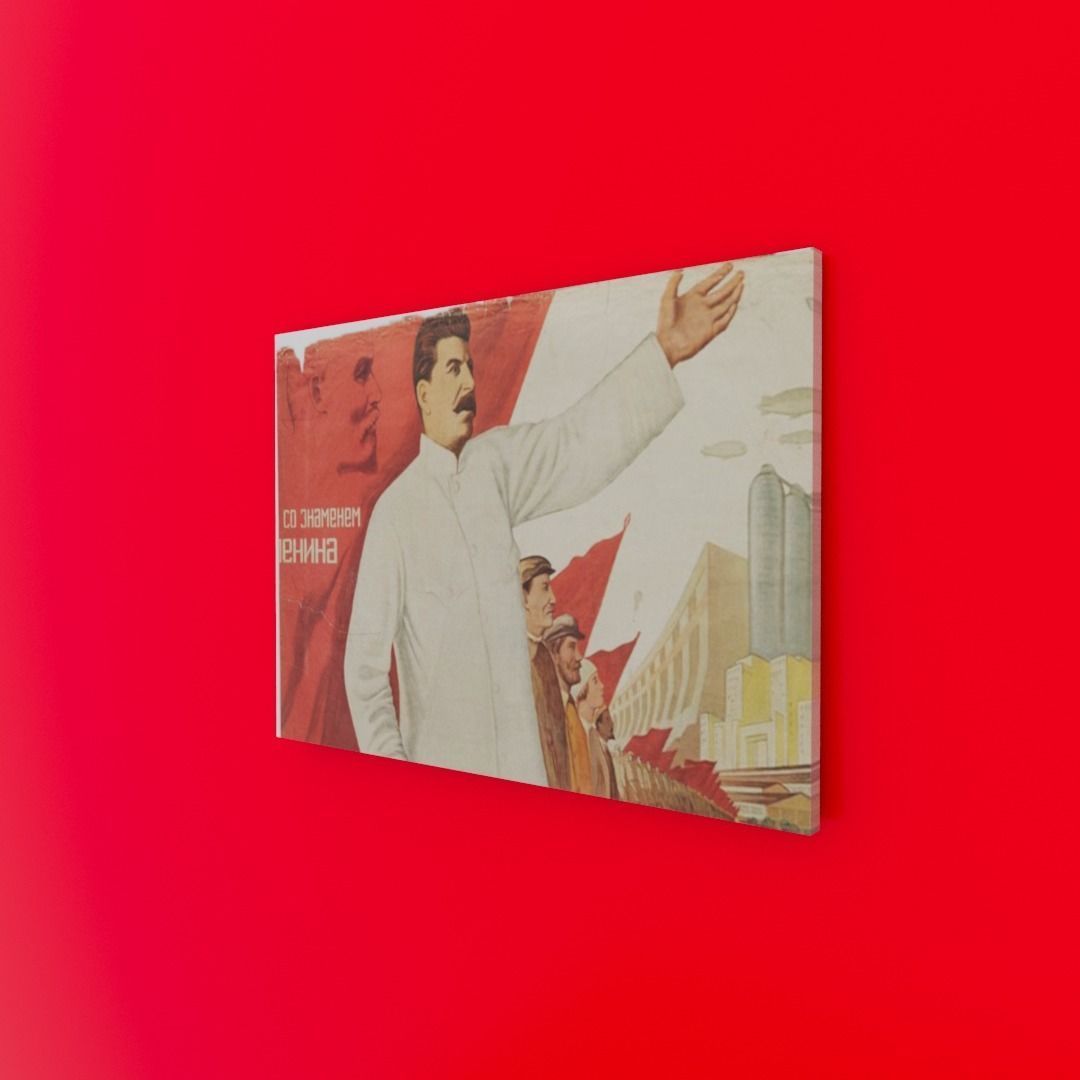 Stalin Soviet poster Low-poly 3D model_3