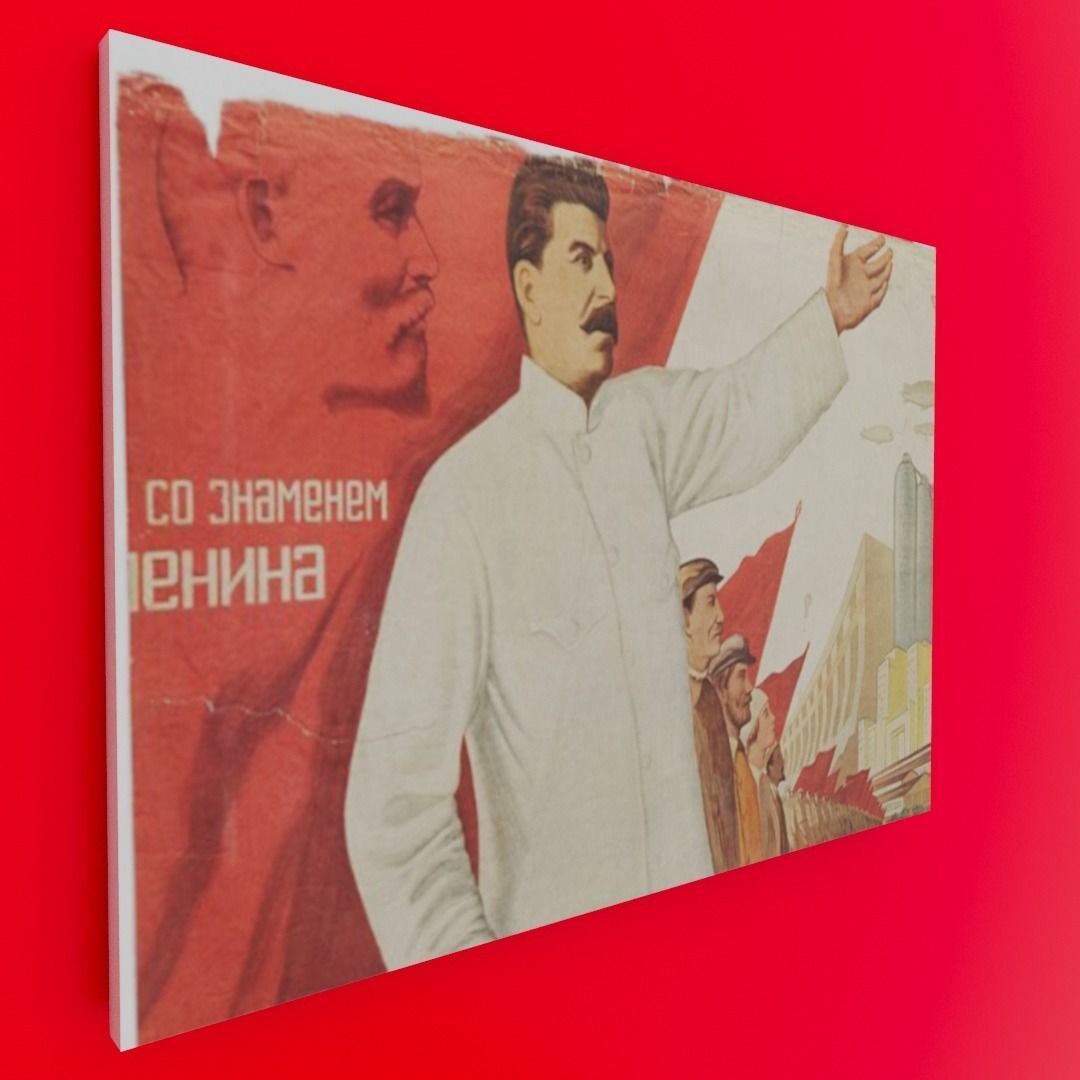 Stalin Soviet poster Low-poly 3D model_8