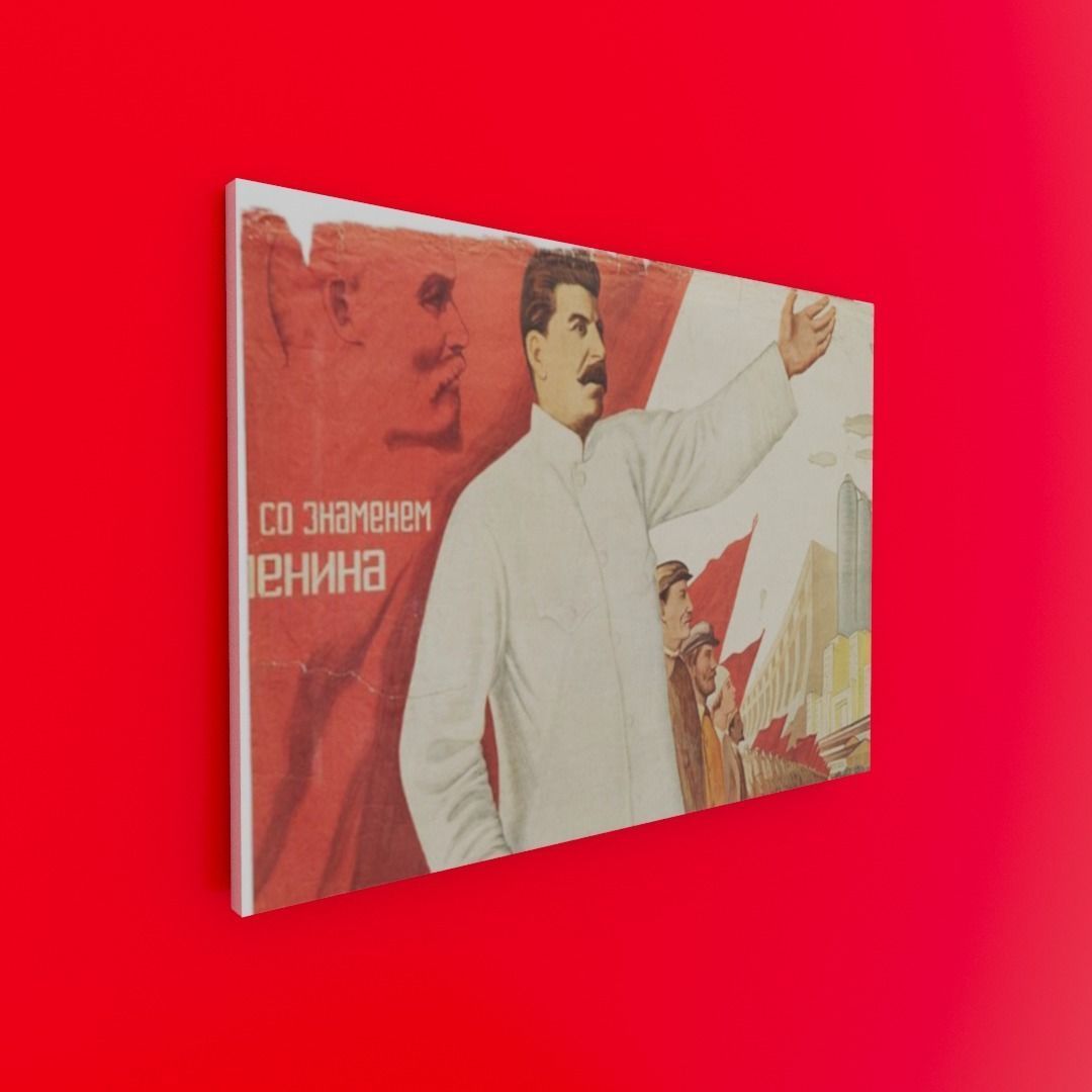 Stalin Soviet poster Low-poly 3D model_6