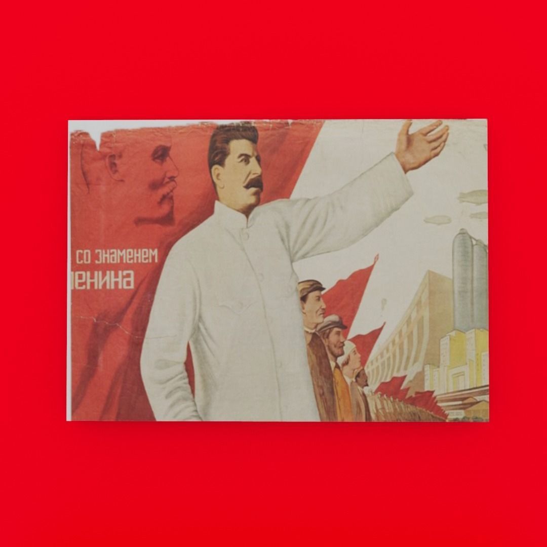 Stalin Soviet poster Low-poly 3D model_5