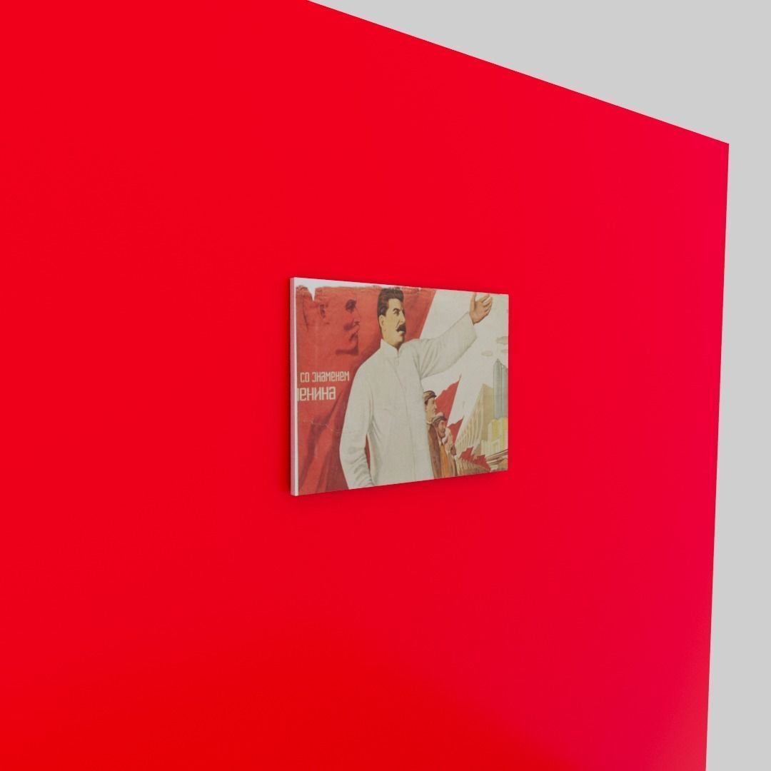 Stalin Soviet poster Low-poly 3D model_9