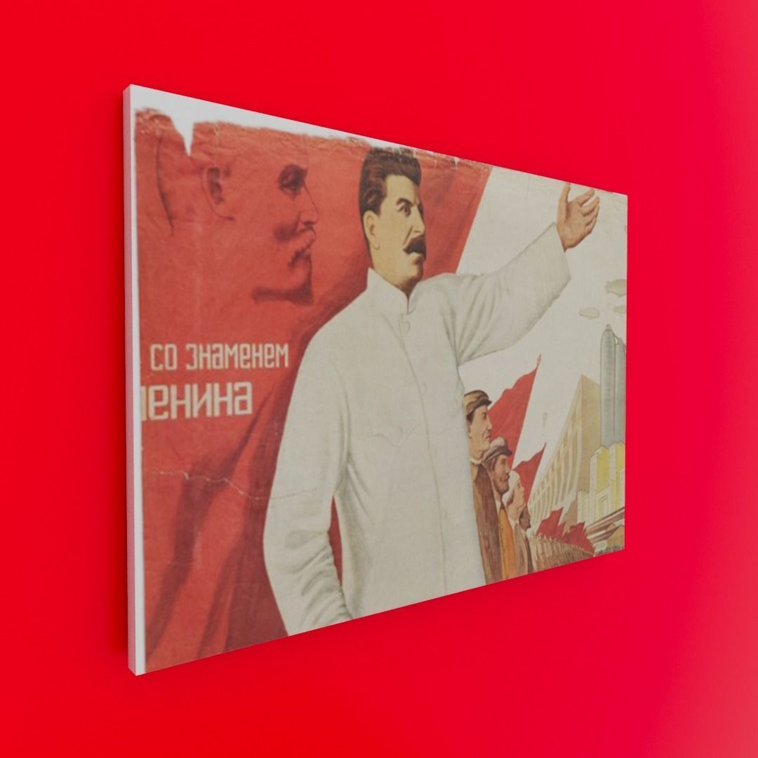 Stalin Soviet poster Low-poly 3D model_7