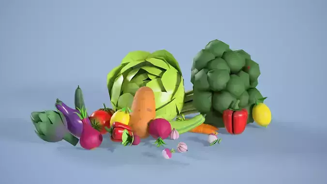 Vegetable Pack Cartoon LowPoly