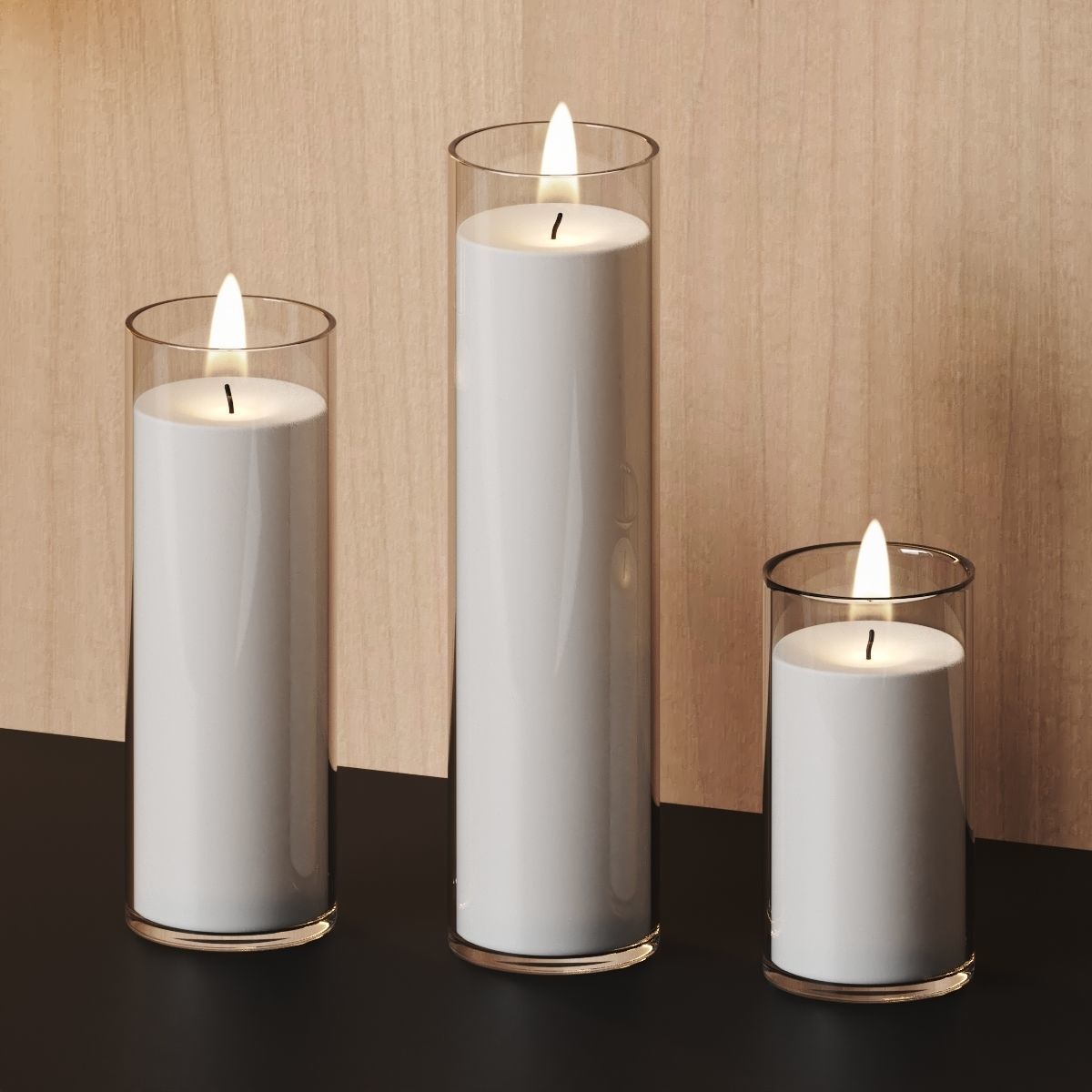 Tv set 2 modern unit with wood and led lights 3D model_2