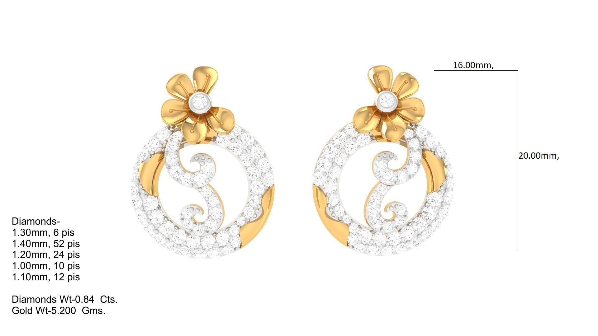 Earring Pendant Set 3dm STL OBJ FBX Renders Details 3D print model_2