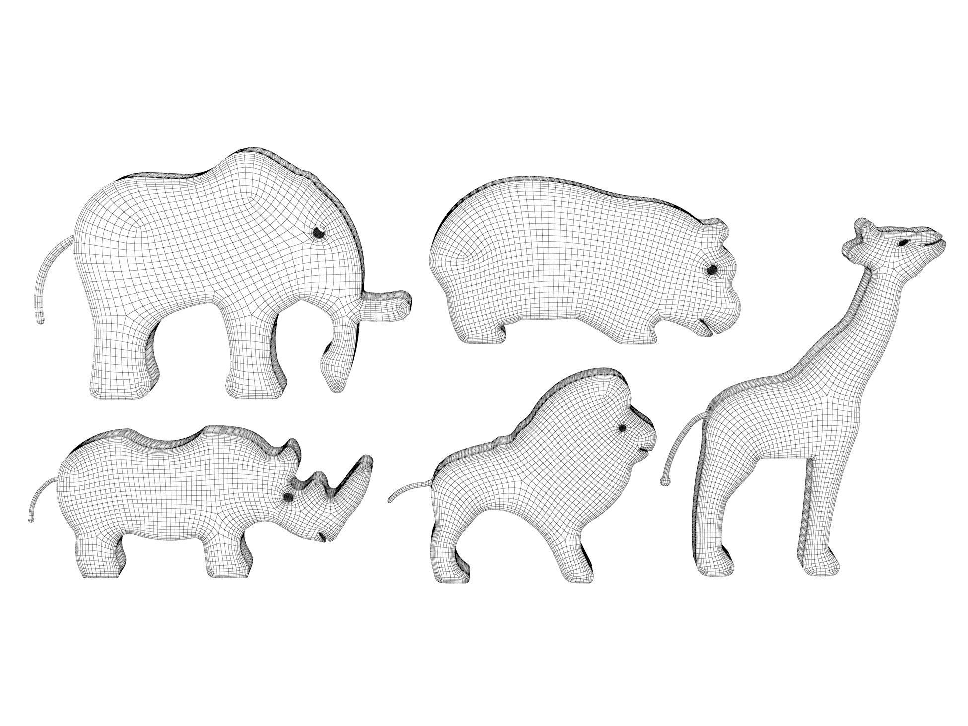 Wooden animal toys 3D model_1