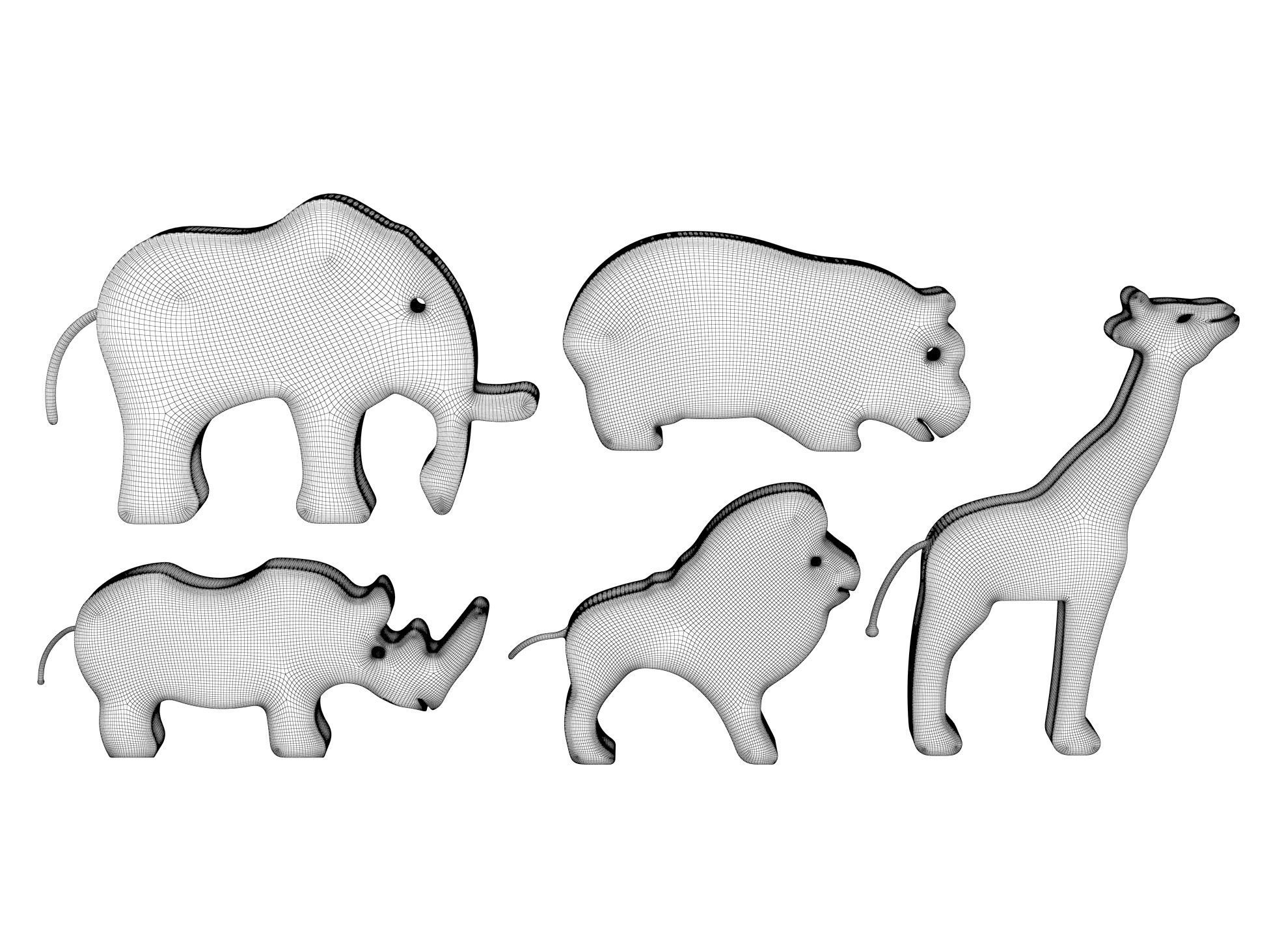 Wooden animal toys 3D model_2