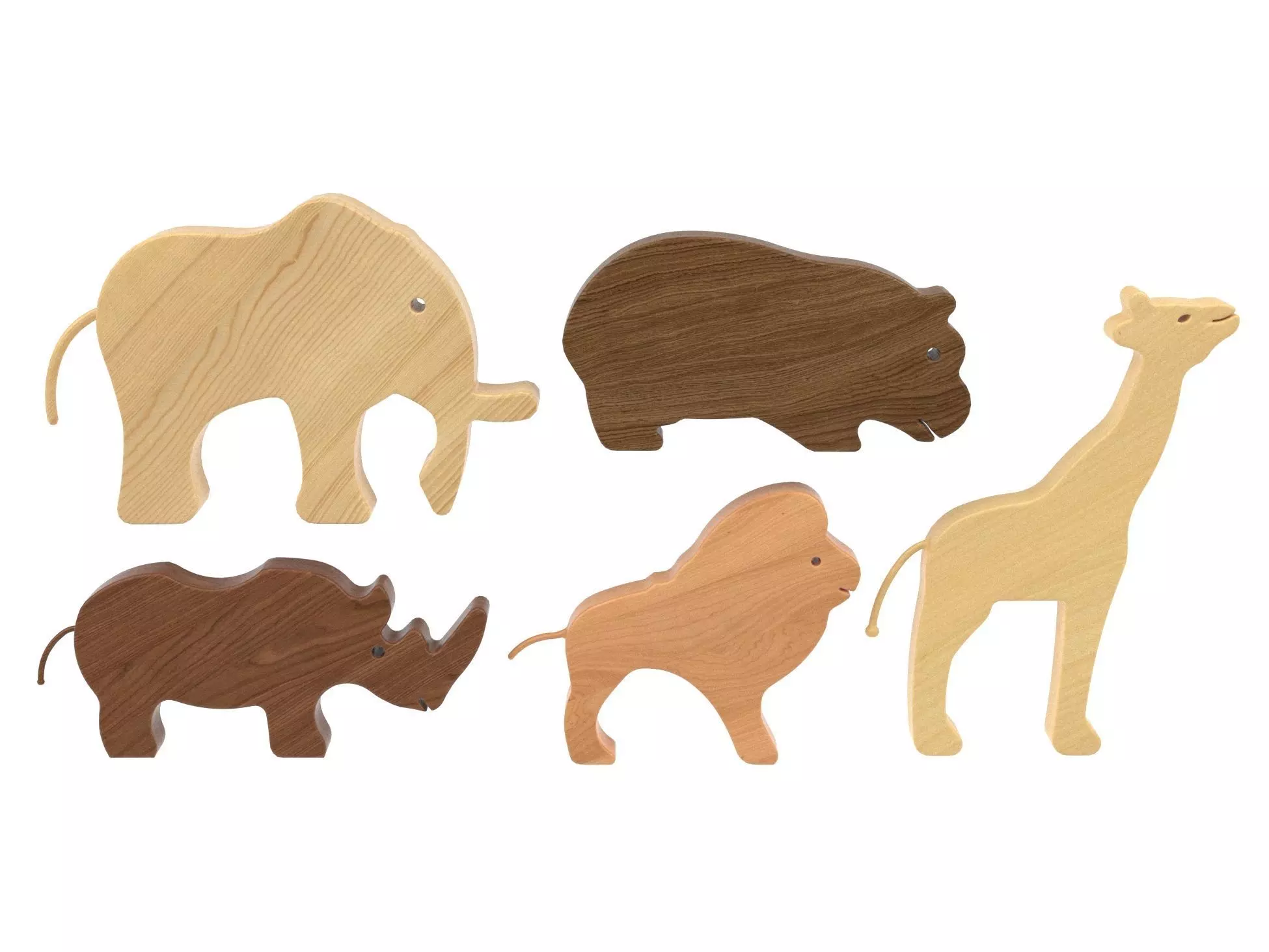 Wooden animal toys 3D model_0