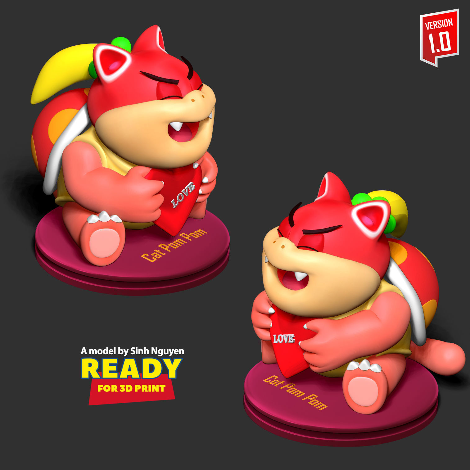 Cat Pom Pom 3D print model_3