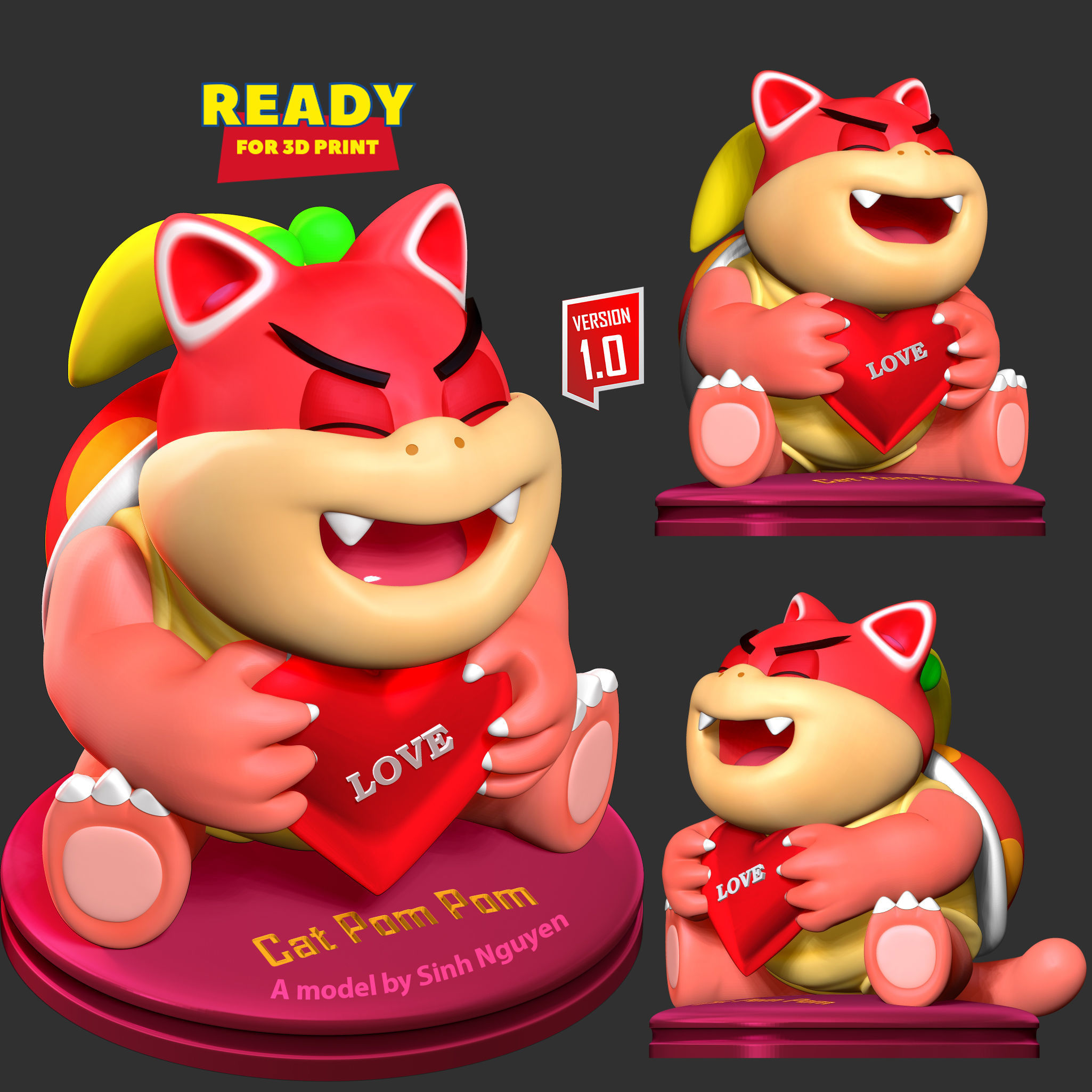 Cat Pom Pom 3D print model_1