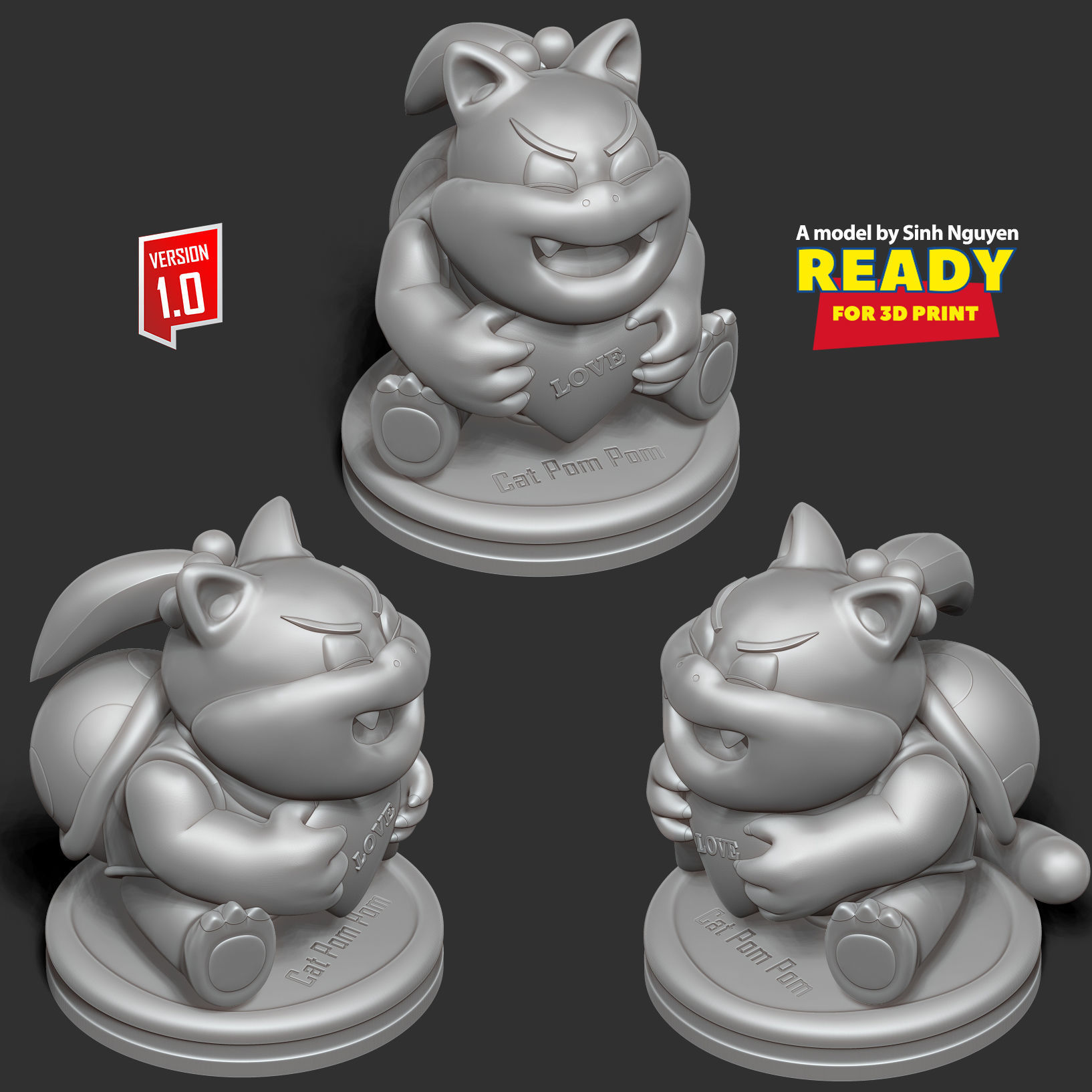 Cat Pom Pom 3D print model_4