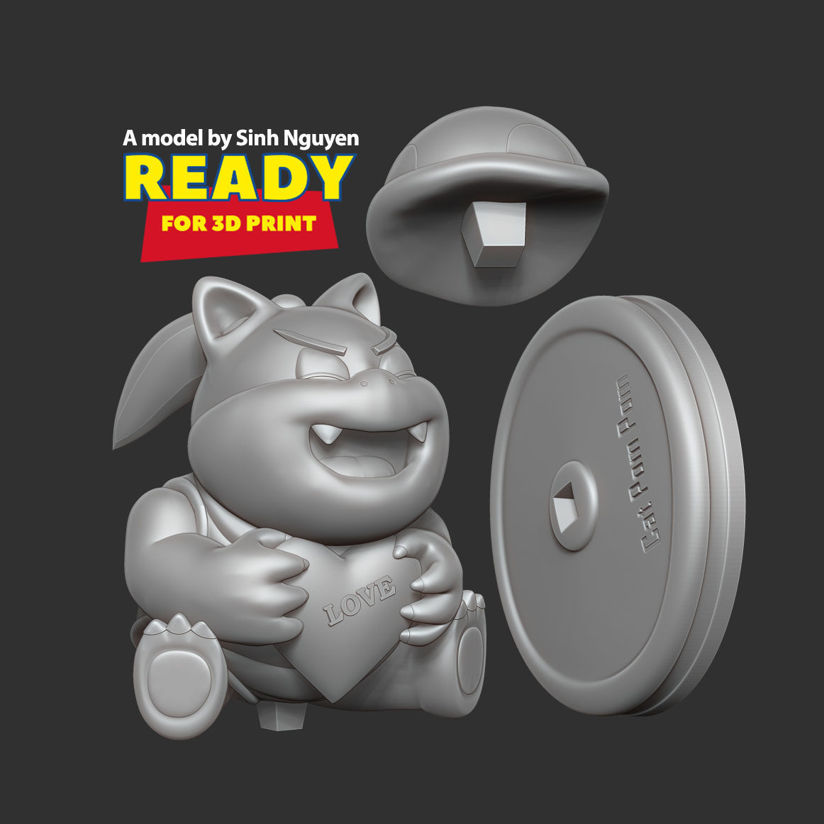 Cat Pom Pom 3D print model_2