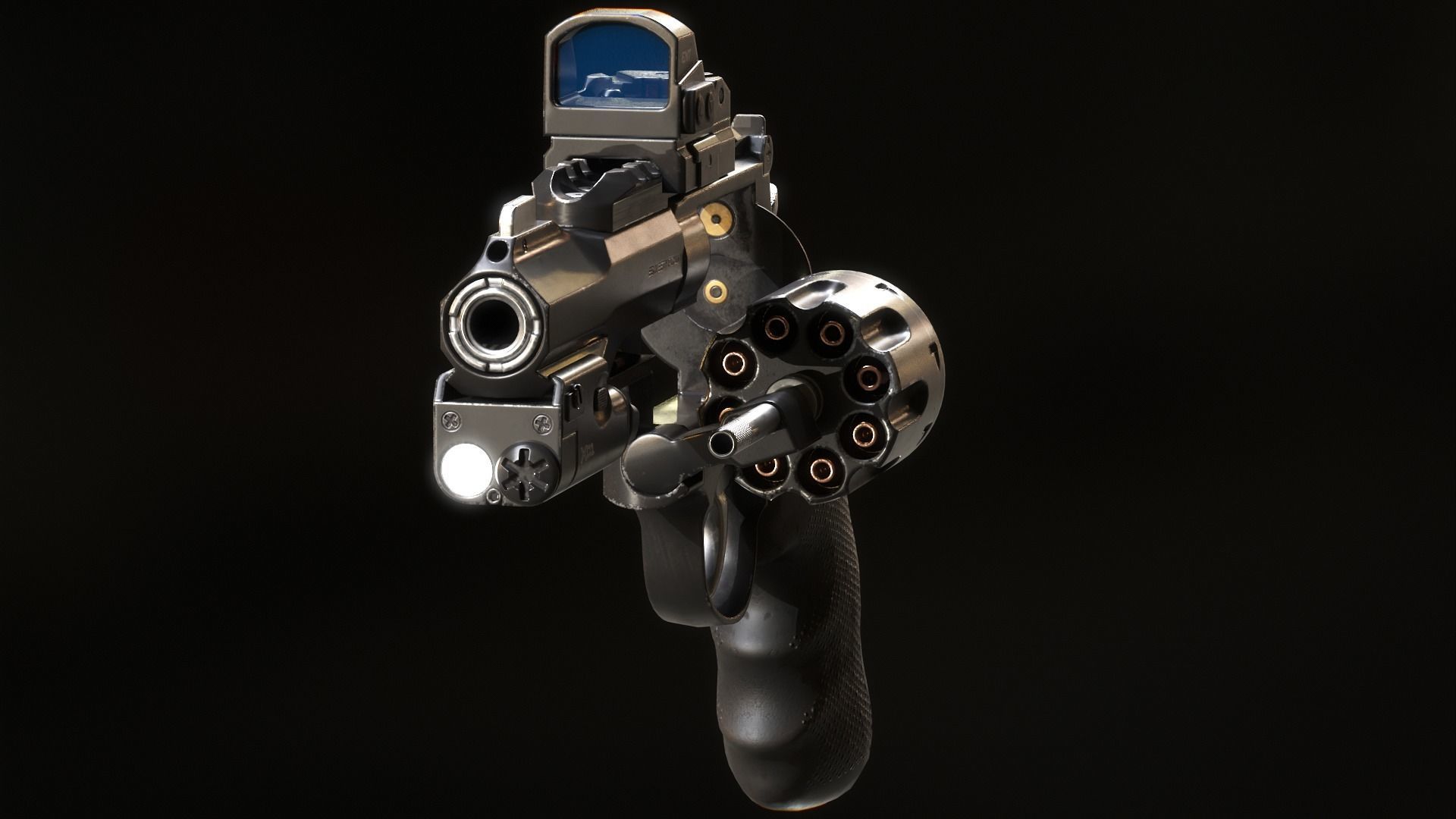 SW Revolver Low-poly 3D model_4