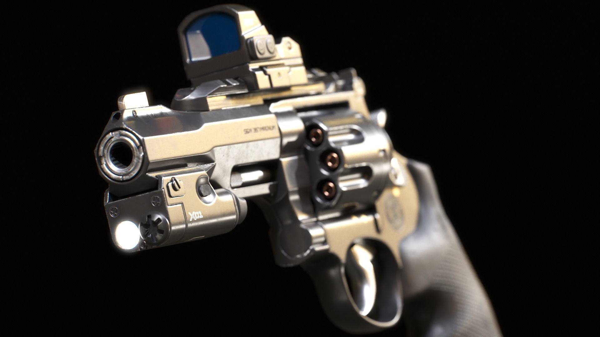 SW Revolver Low-poly 3D model_3