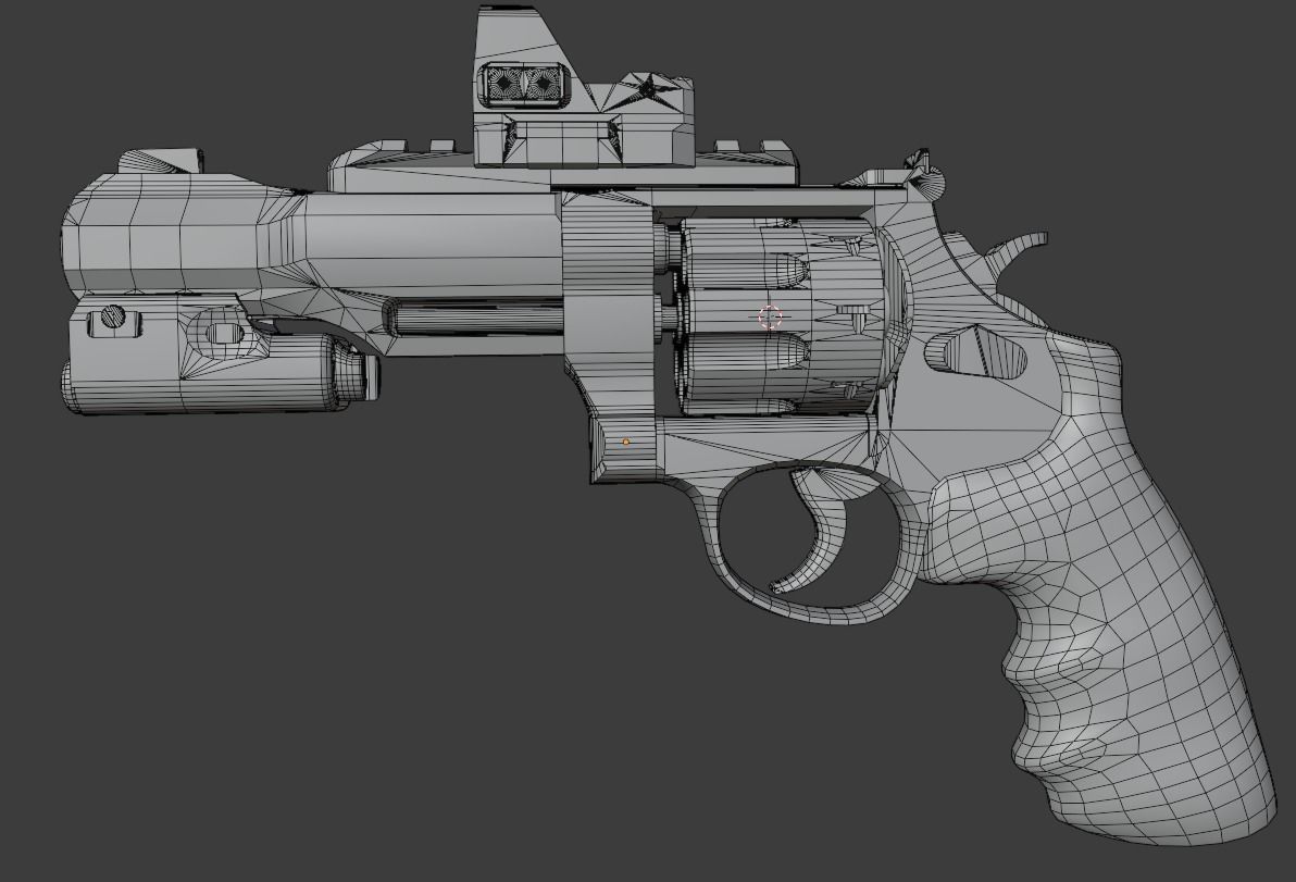SW Revolver Low-poly 3D model_15