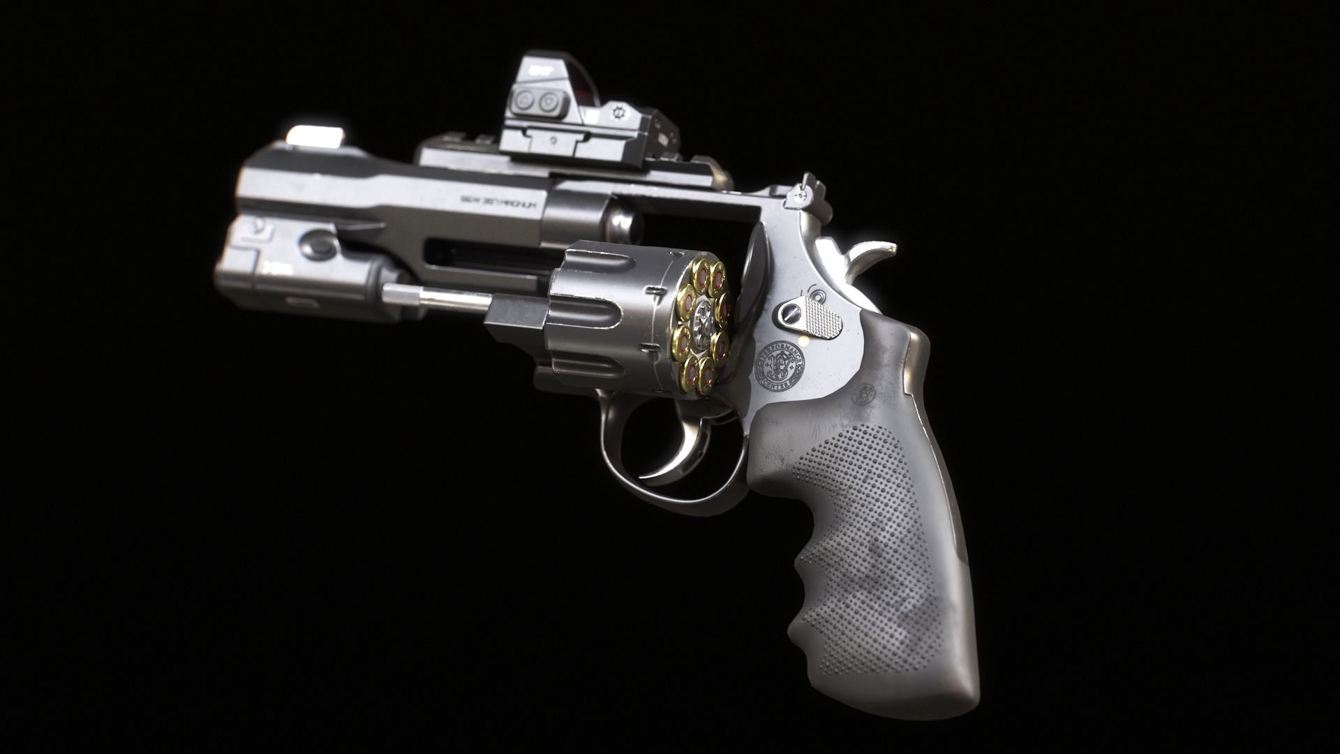 SW Revolver Low-poly 3D model_5