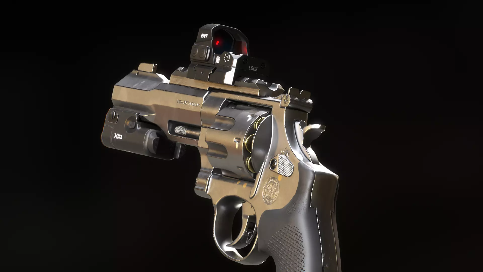 SW Revolver Low-poly 3D model_0