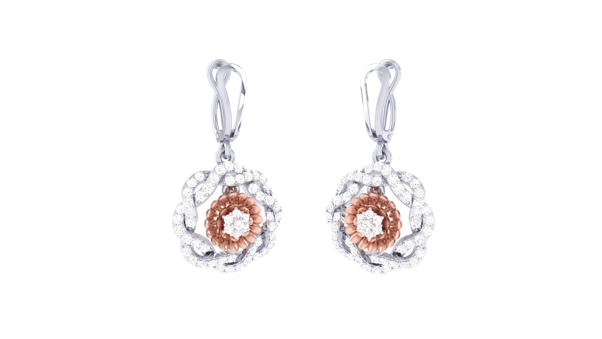 Earring Pendant Set 3dm STL OBJ FBX Renders Details 3D print model_6