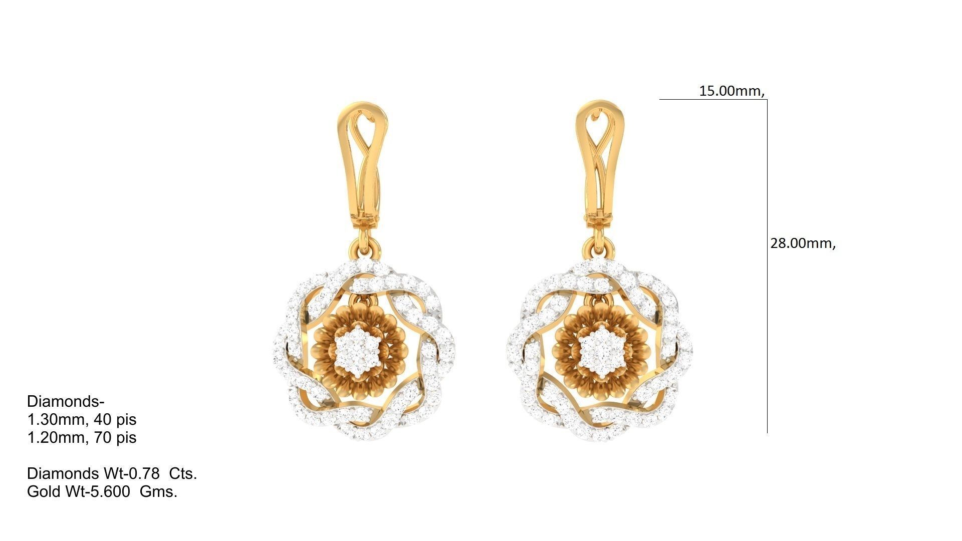 Earring Pendant Set 3dm STL OBJ FBX Renders Details 3D print model_2