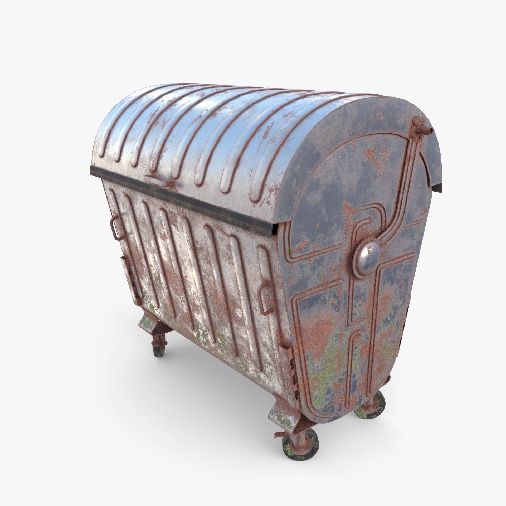Dumpster v1 weathered Low-poly 3D model_6