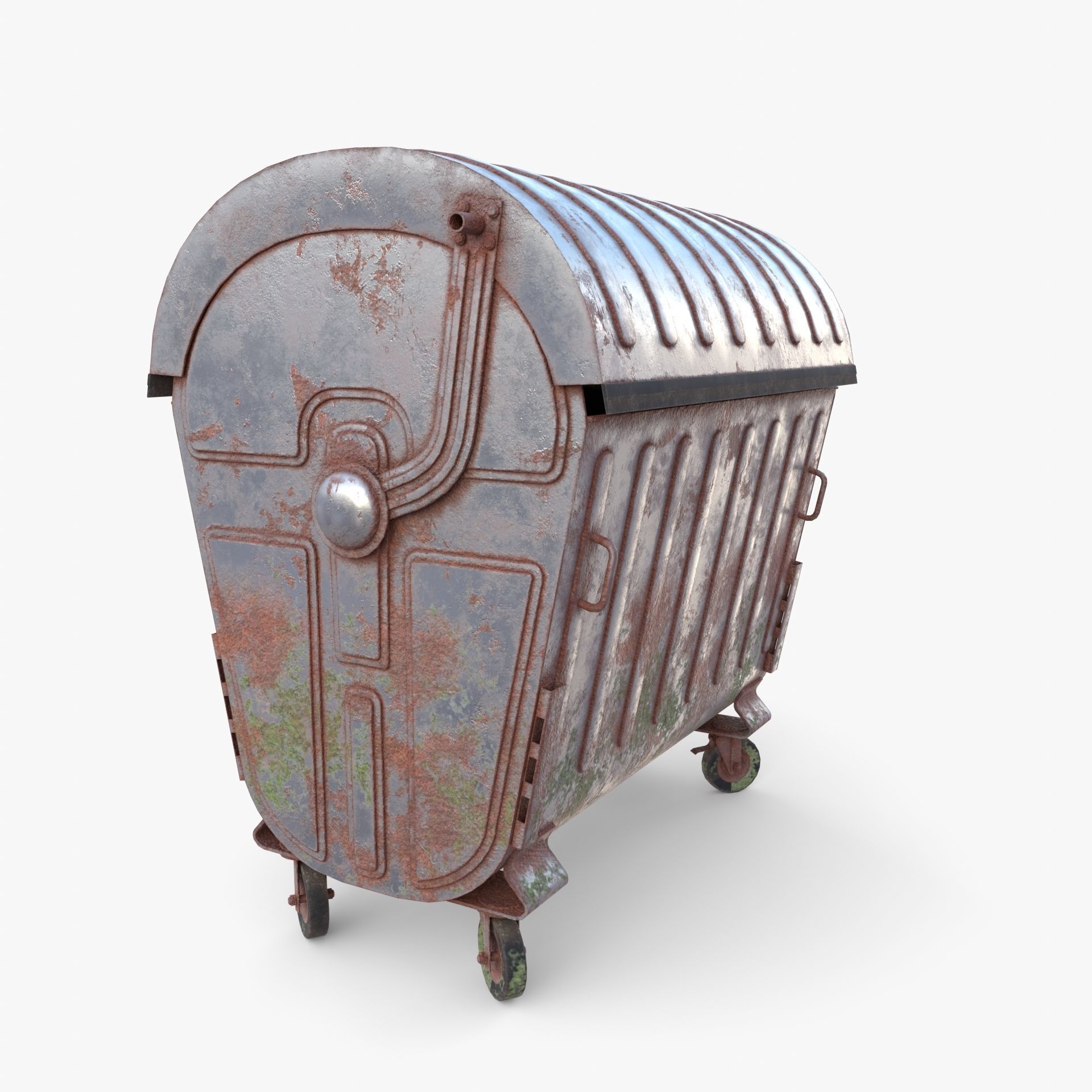 Dumpster v1 weathered Low-poly 3D model_3