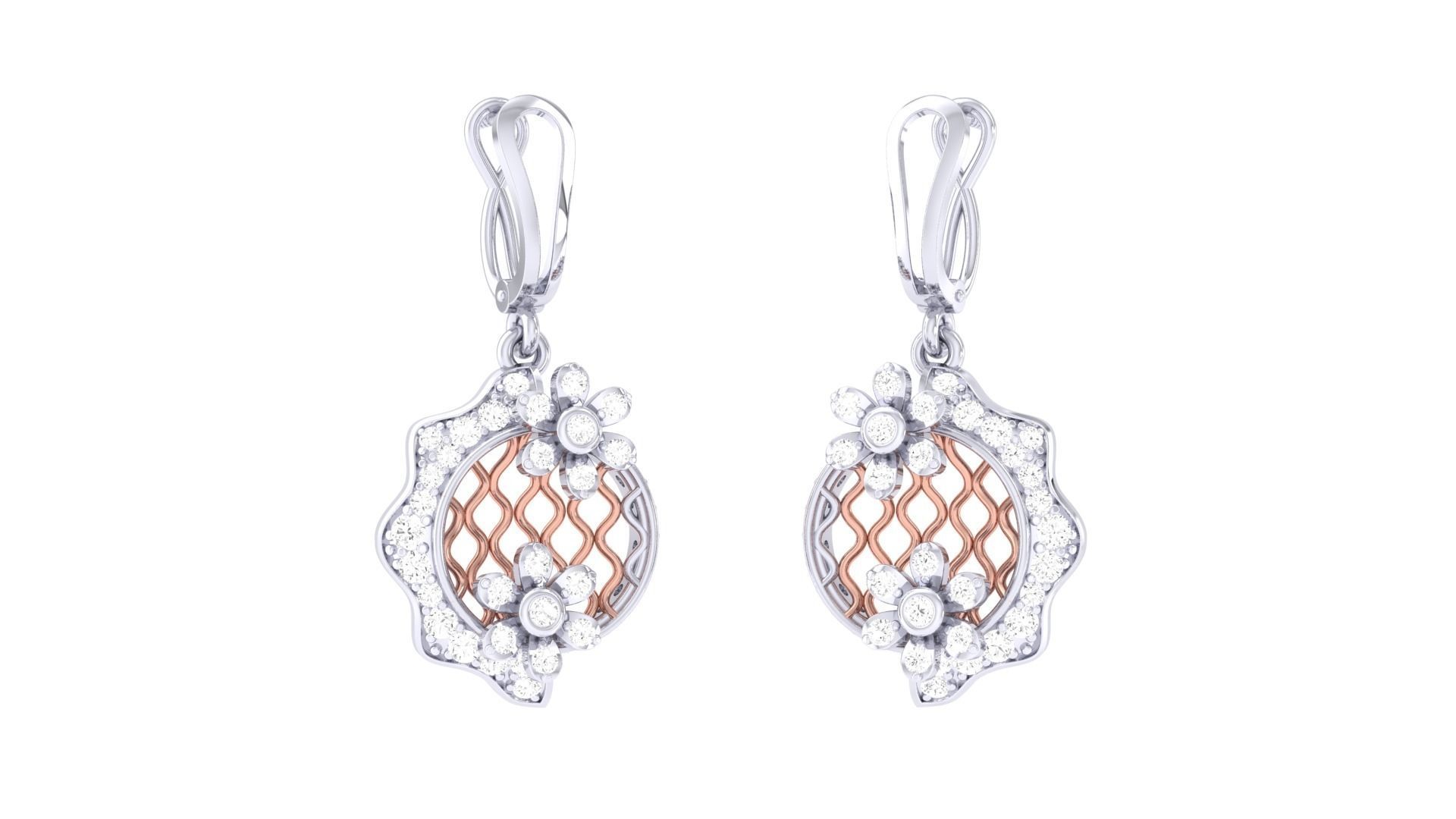 Earring Pendant Set 3dm STL OBJ FBX Renders Details 3D print model_3