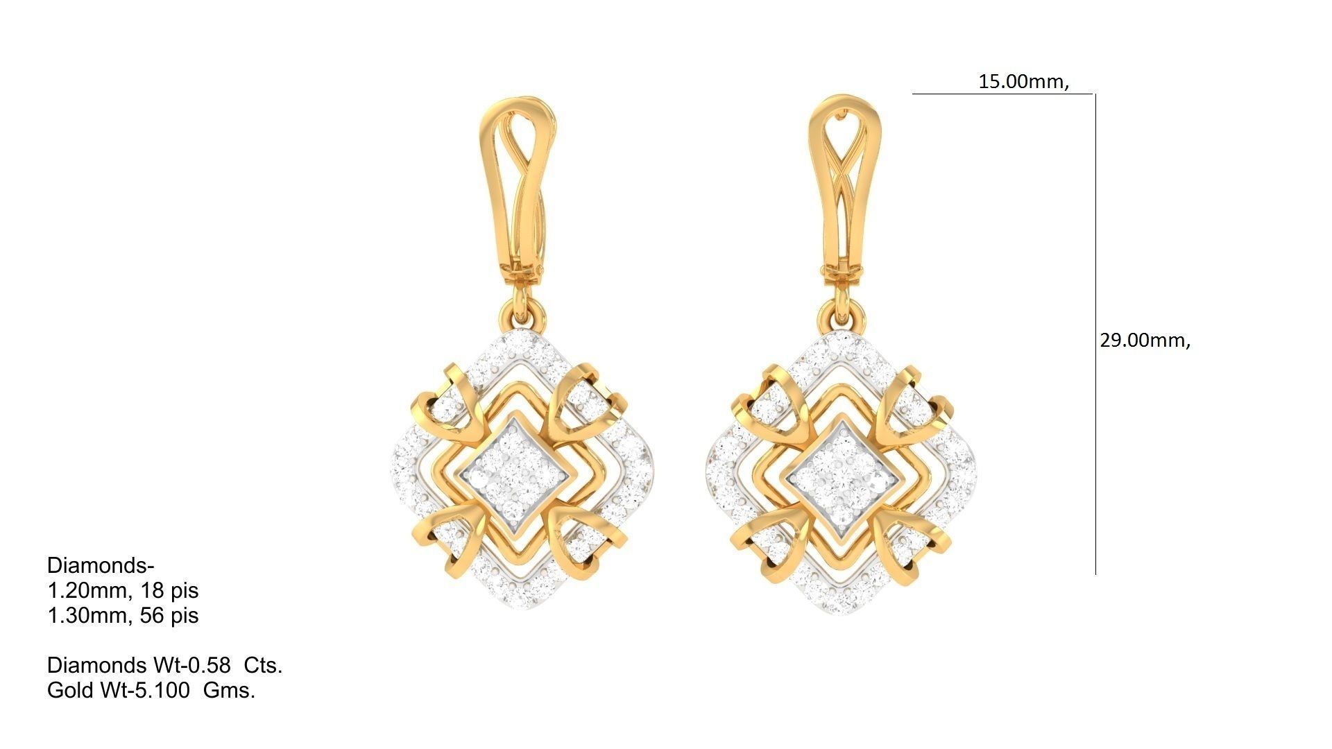 Earring Pendant Set 3dm STL OBJ FBX Renders Details 3D print model_2