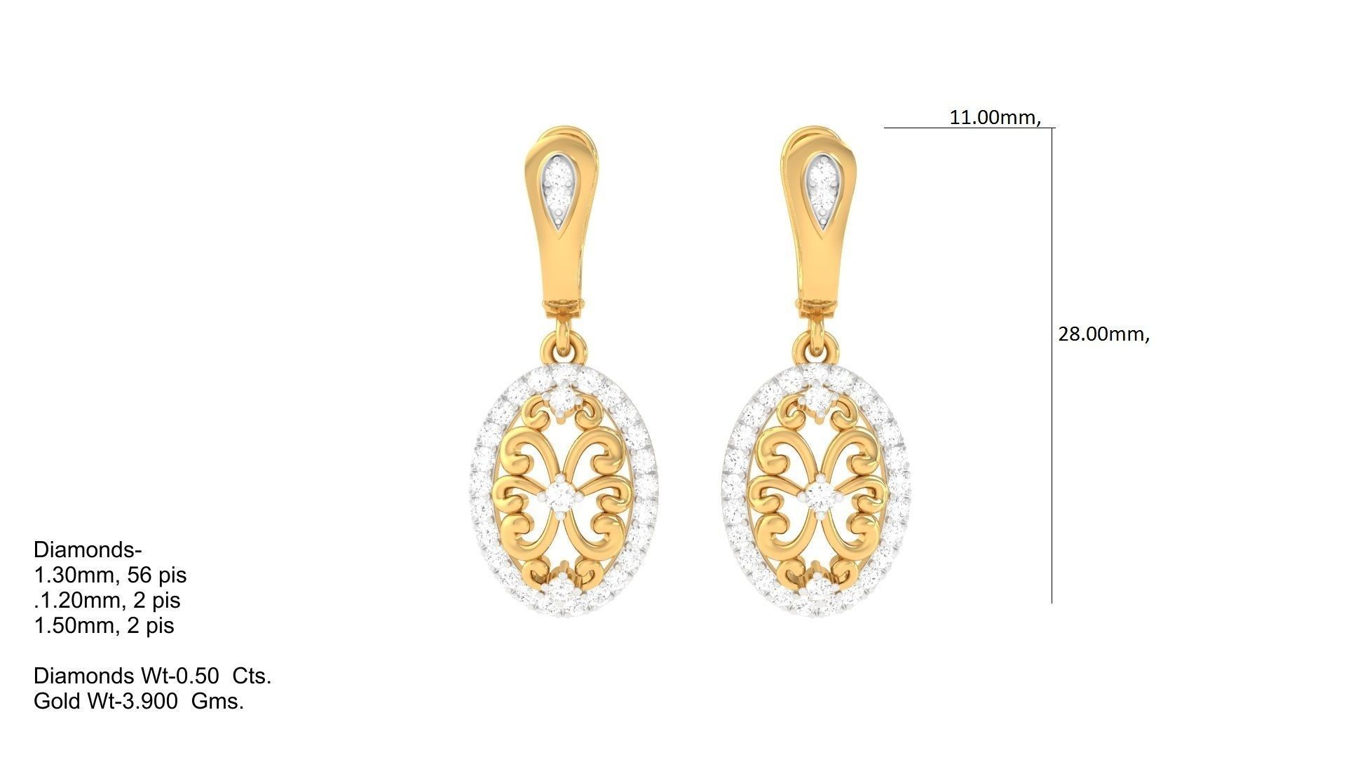 Earring Pendant Set 3dm STL OBJ FBX Renders Details 3D print model_1