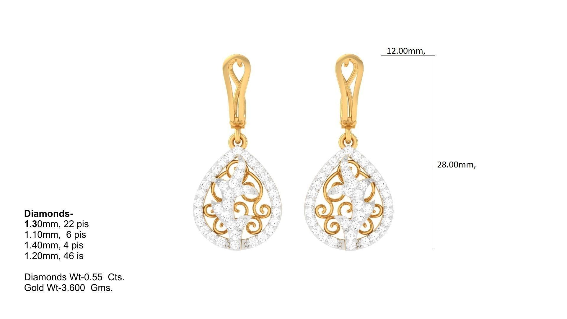 Earring Pendant Set 3dm STL OBJ FBX Renders Details 3D print model_1