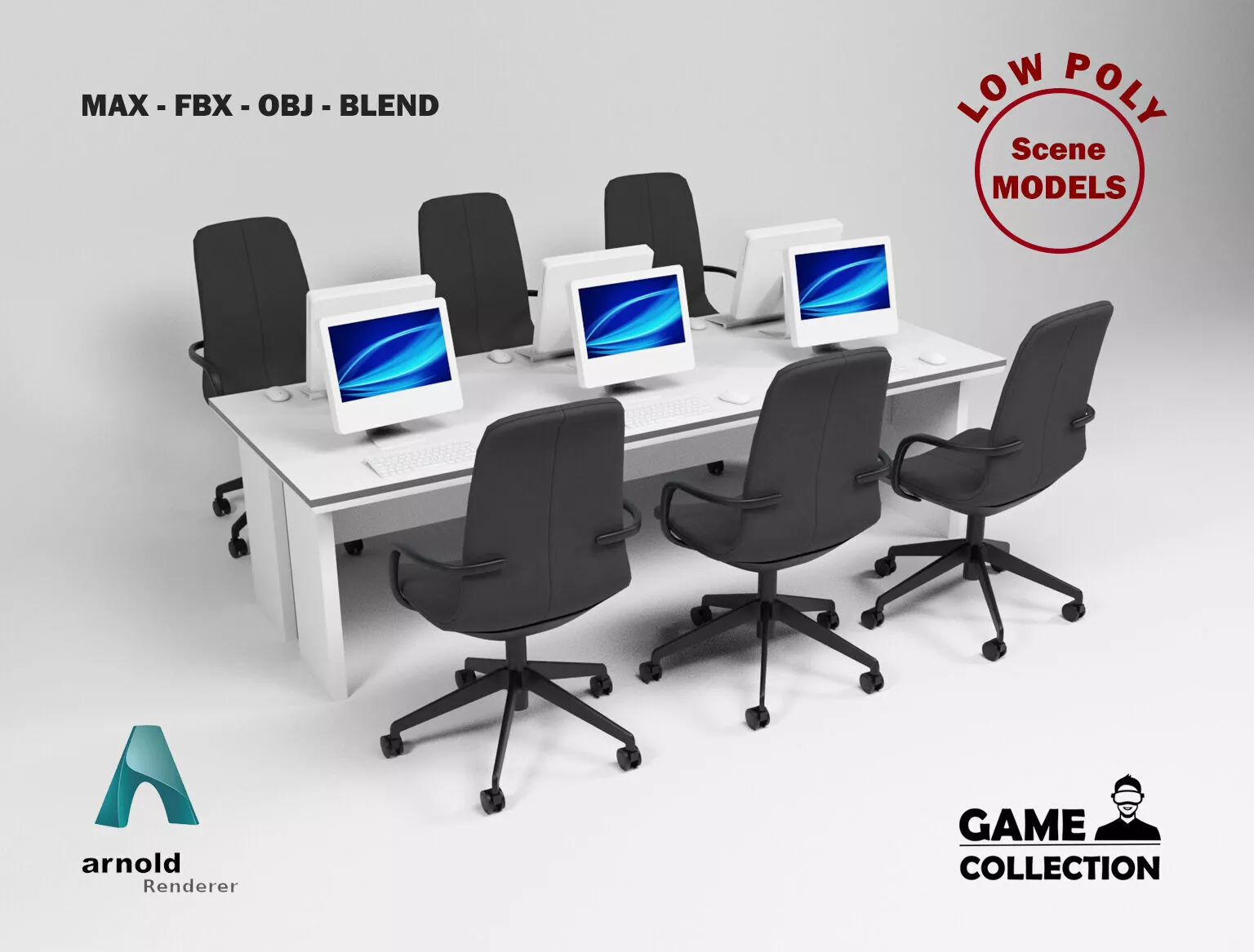 Office Table Low-poly 3D model