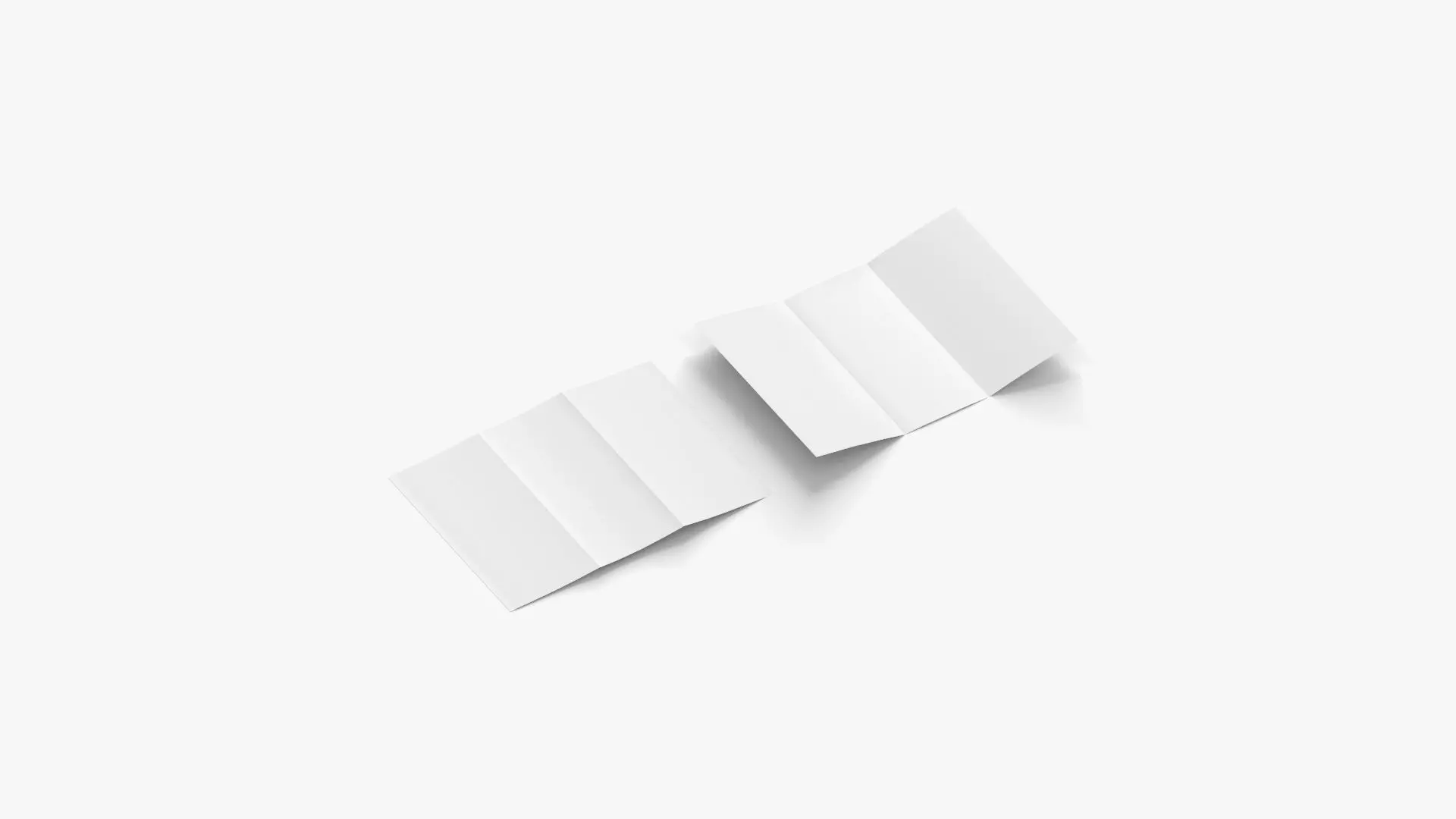 2 White Unfolded Booklets Flyers - flat bifold leaflet brochure Low-poly 3D model_0