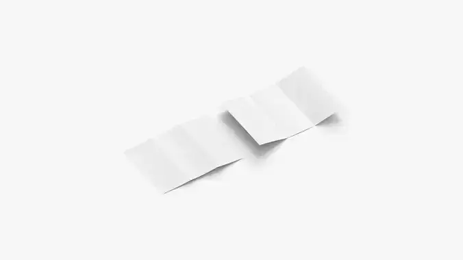 2 White Unfolded Booklets Flyers - flat bifold leaflet brochure Low-poly 3D model
