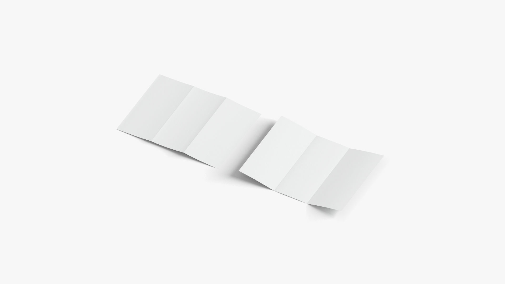 2 White Unfolded Booklets Flyers - flat bifold leaflet brochure Low-poly 3D model_2