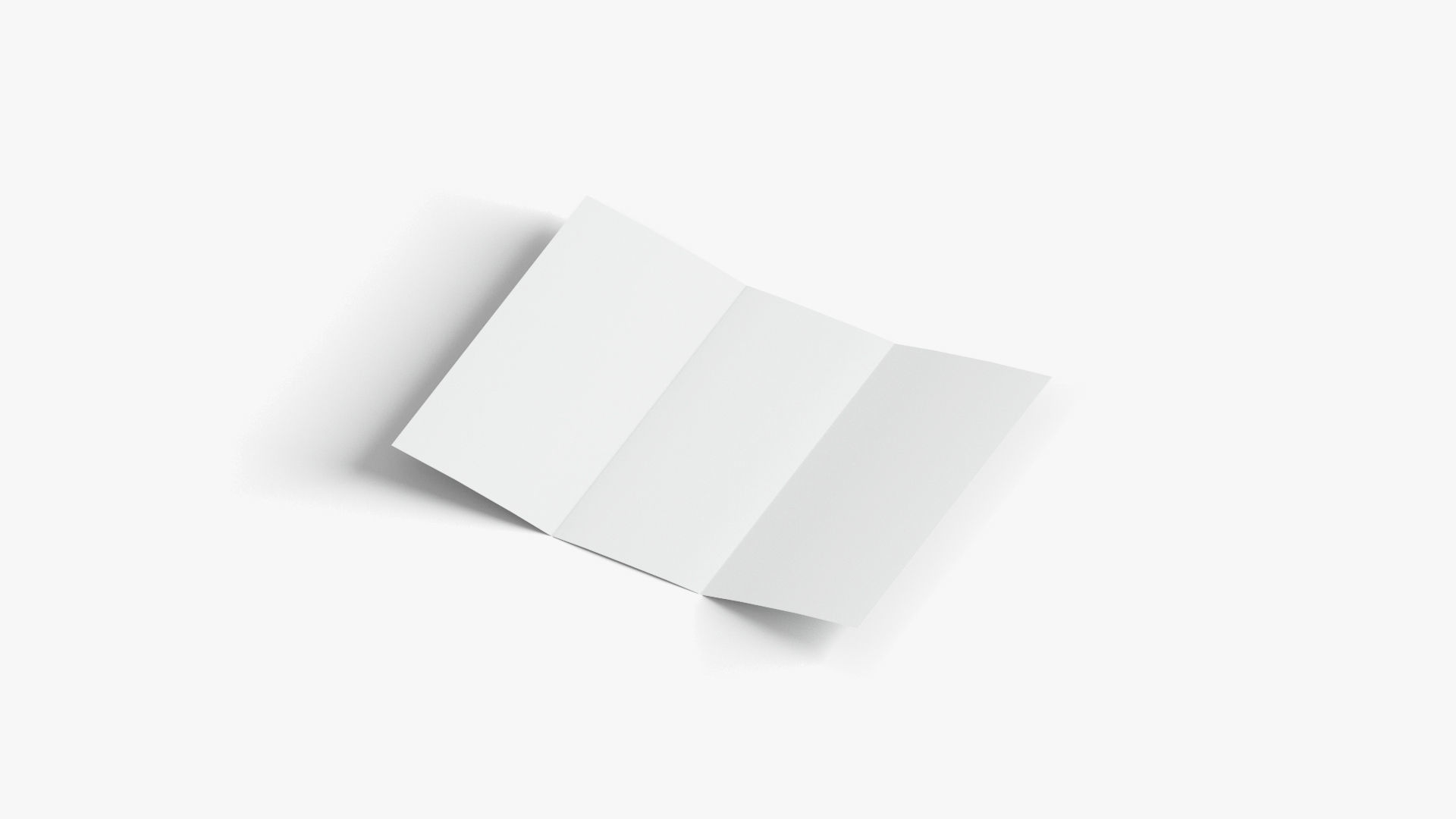 2 White Unfolded Booklets Flyers - flat bifold leaflet brochure Low-poly 3D model_3