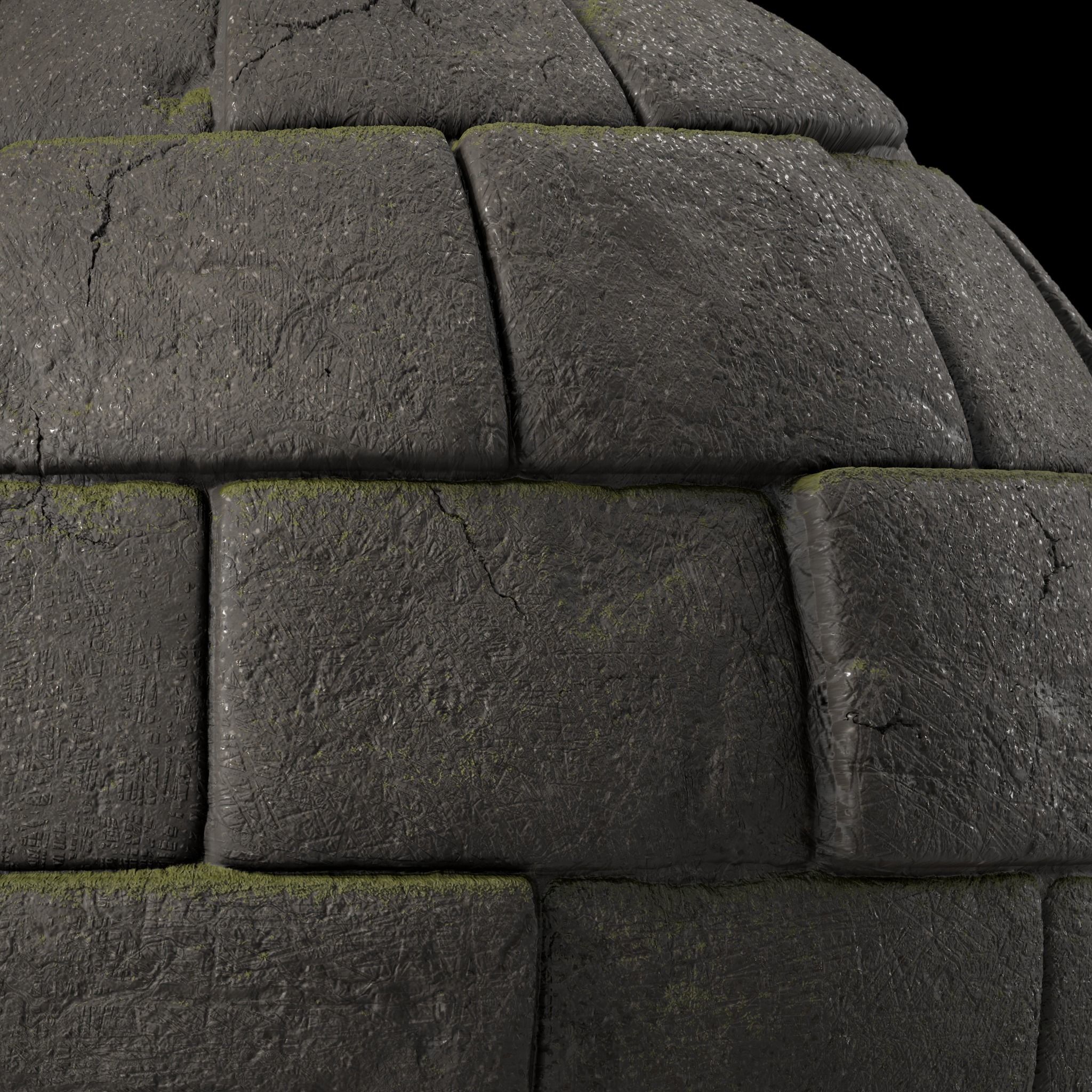 Stone Wall Materials 54- Stone By Moss Sbsar Pbr 4k Seamless Texture_5