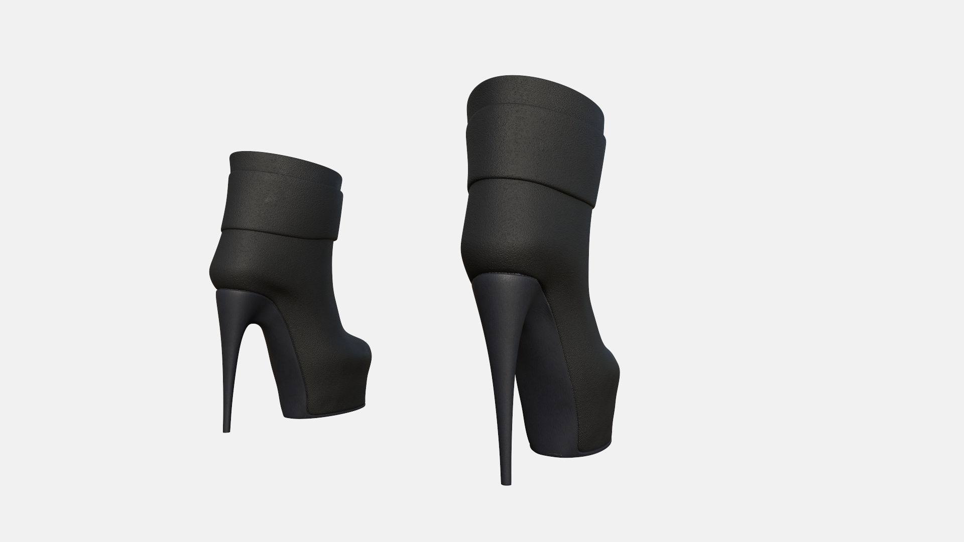 Female Ankle Boots Low-poly 3D model_5
