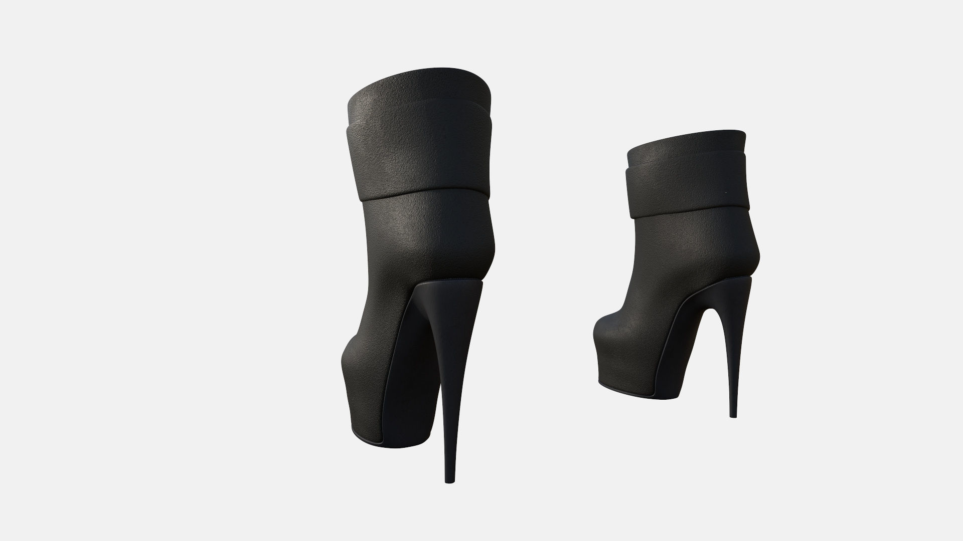 Female Ankle Boots Low-poly 3D model_6