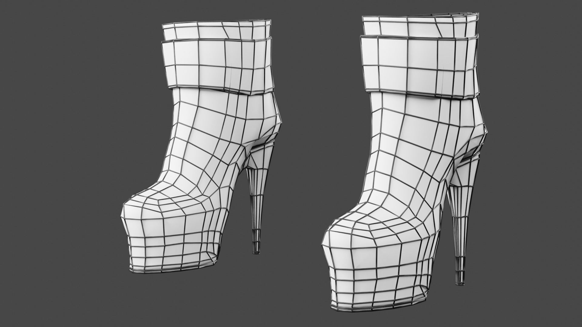 Female Ankle Boots Low-poly 3D model_11