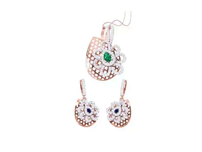 Earring Pendant Set 3dm STL OBJ FBX Renders Details
