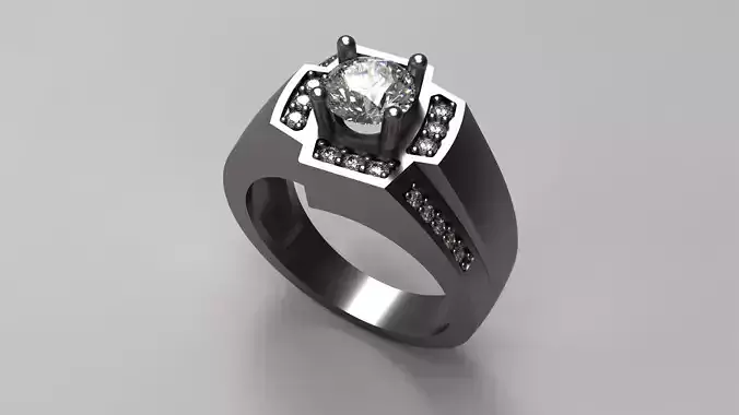 Diamond ring jewelry rendering