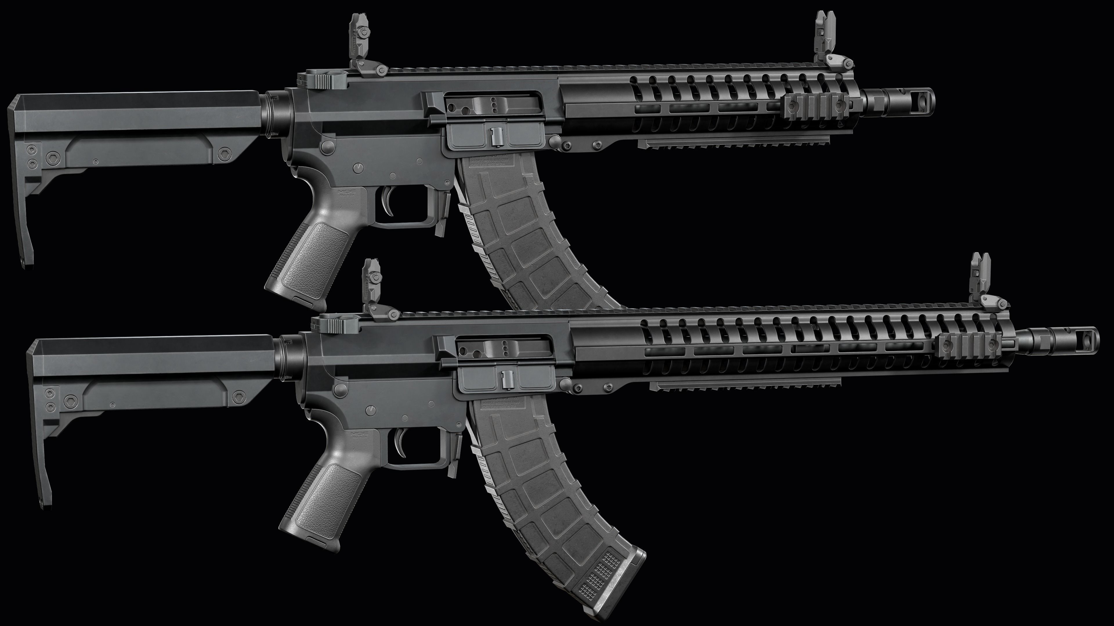 Modular assault rifle Mk47 mutant ar-15 modul  Low-poly 3D model_9