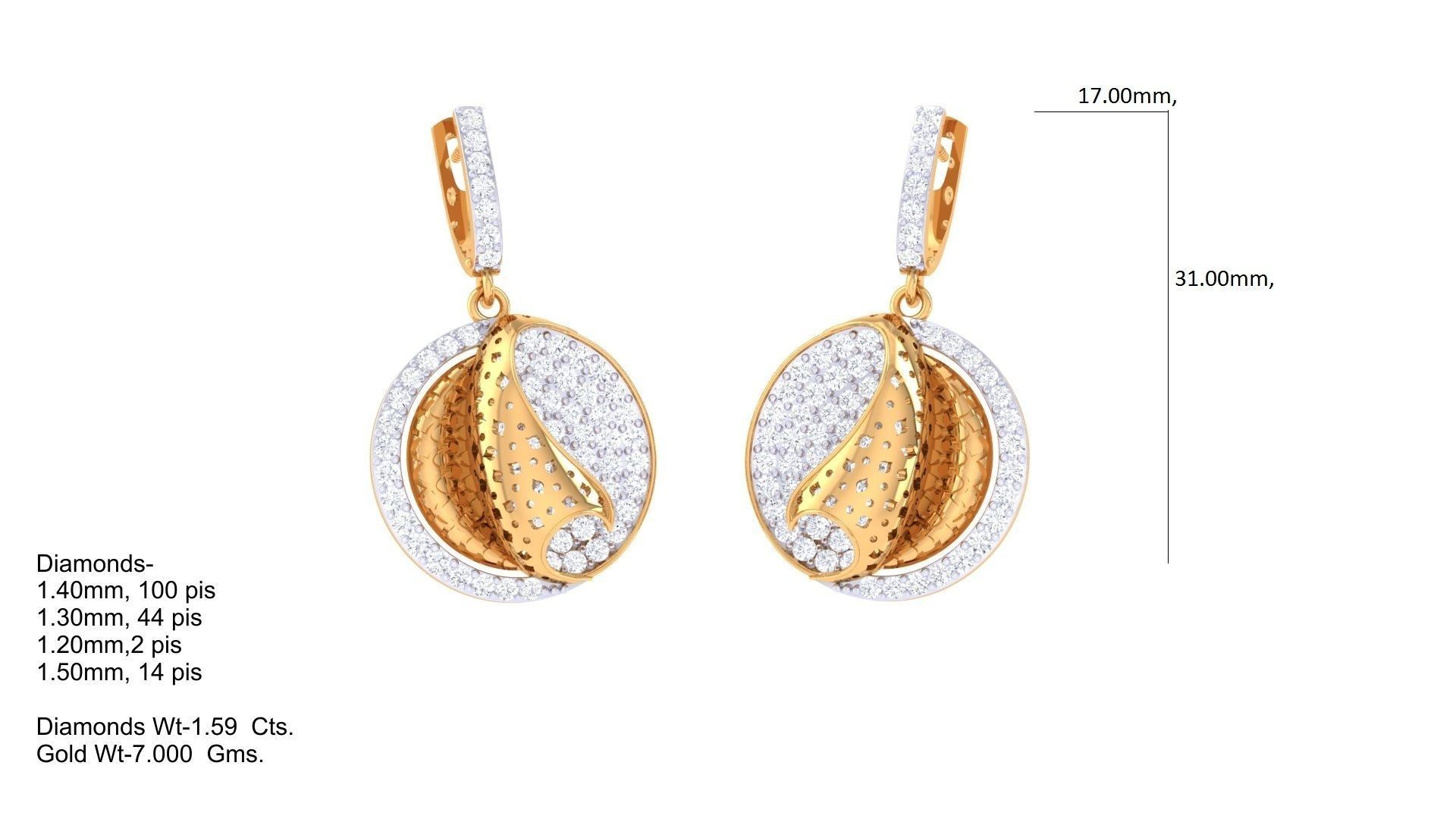 Earring Pendant Set 3dm STL OBJ FBX Renders Details 3D print model_1