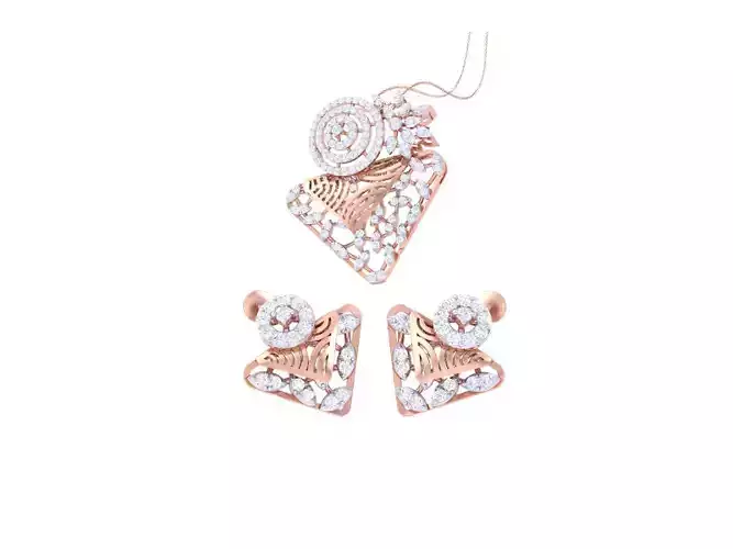 Earring Pendant Set 3dm STL OBJ FBX Renders Details 3D print model