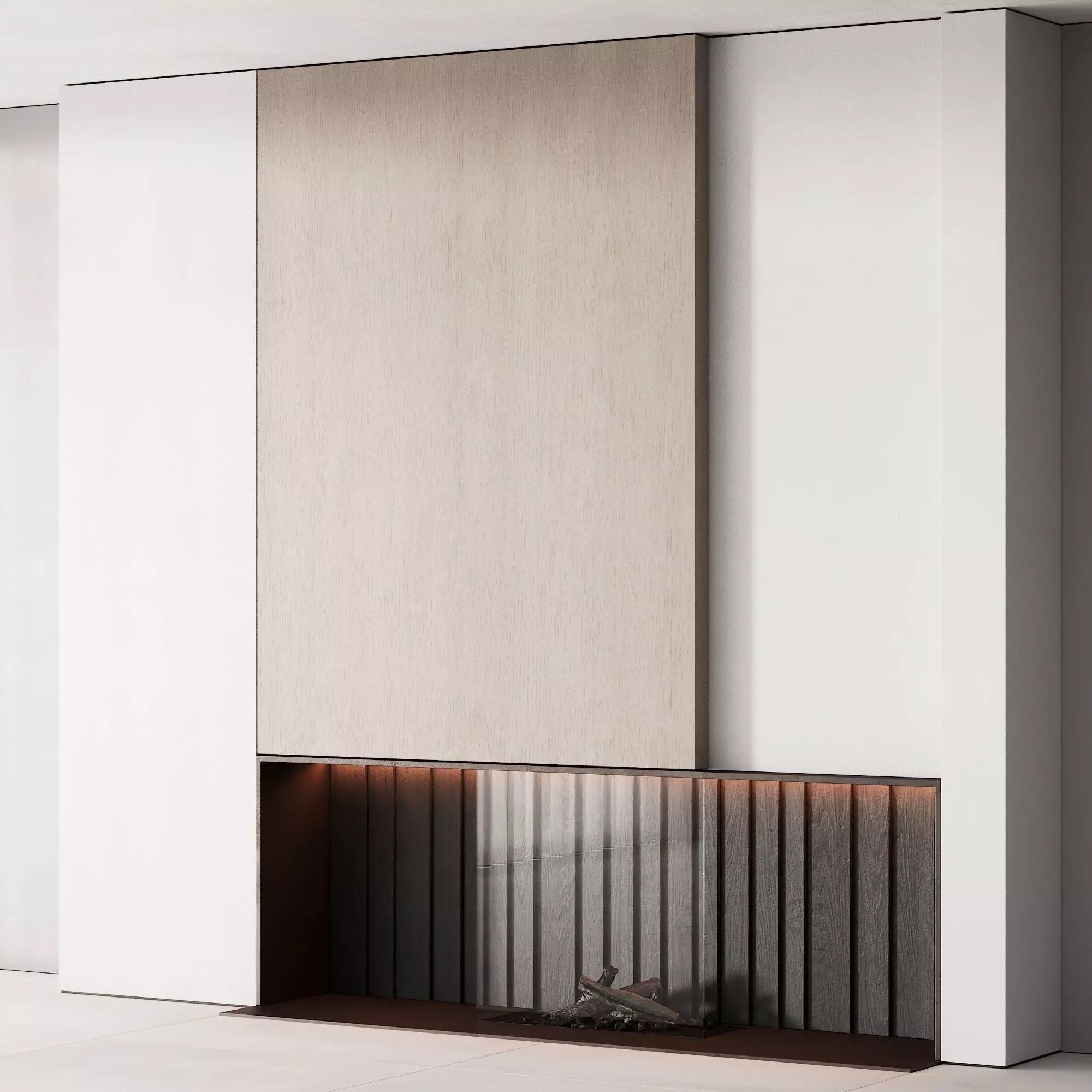 152 fireplace decorative wall kit 01 minimal clean wood 01 3D model