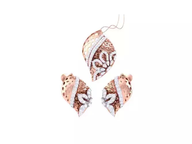 Earring Pendant Set 3dm STL OBJ FBX Renders Details 3D print model