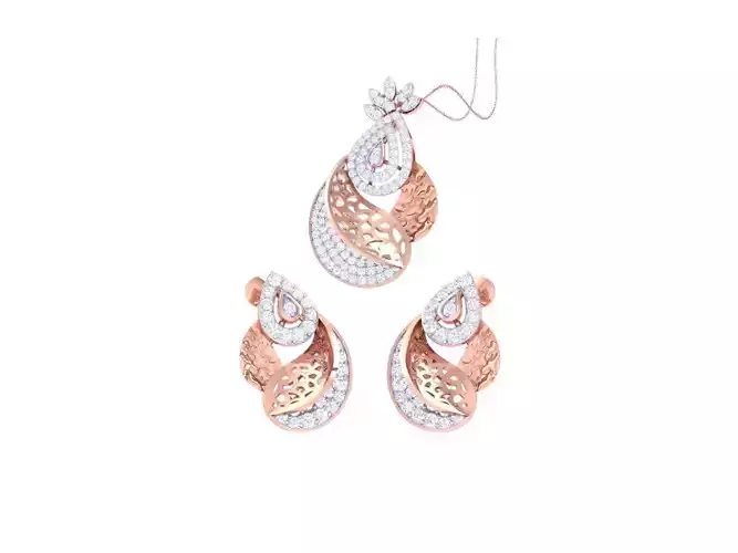Earring Pendant Set 3dm STL OBJ FBX Renders Details 3D print model