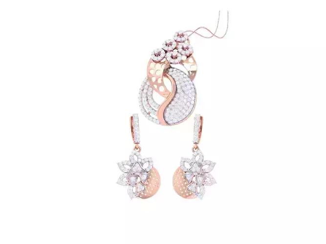 Earring Pendant Set 3dm STL OBJ FBX Renders Details 3D print model