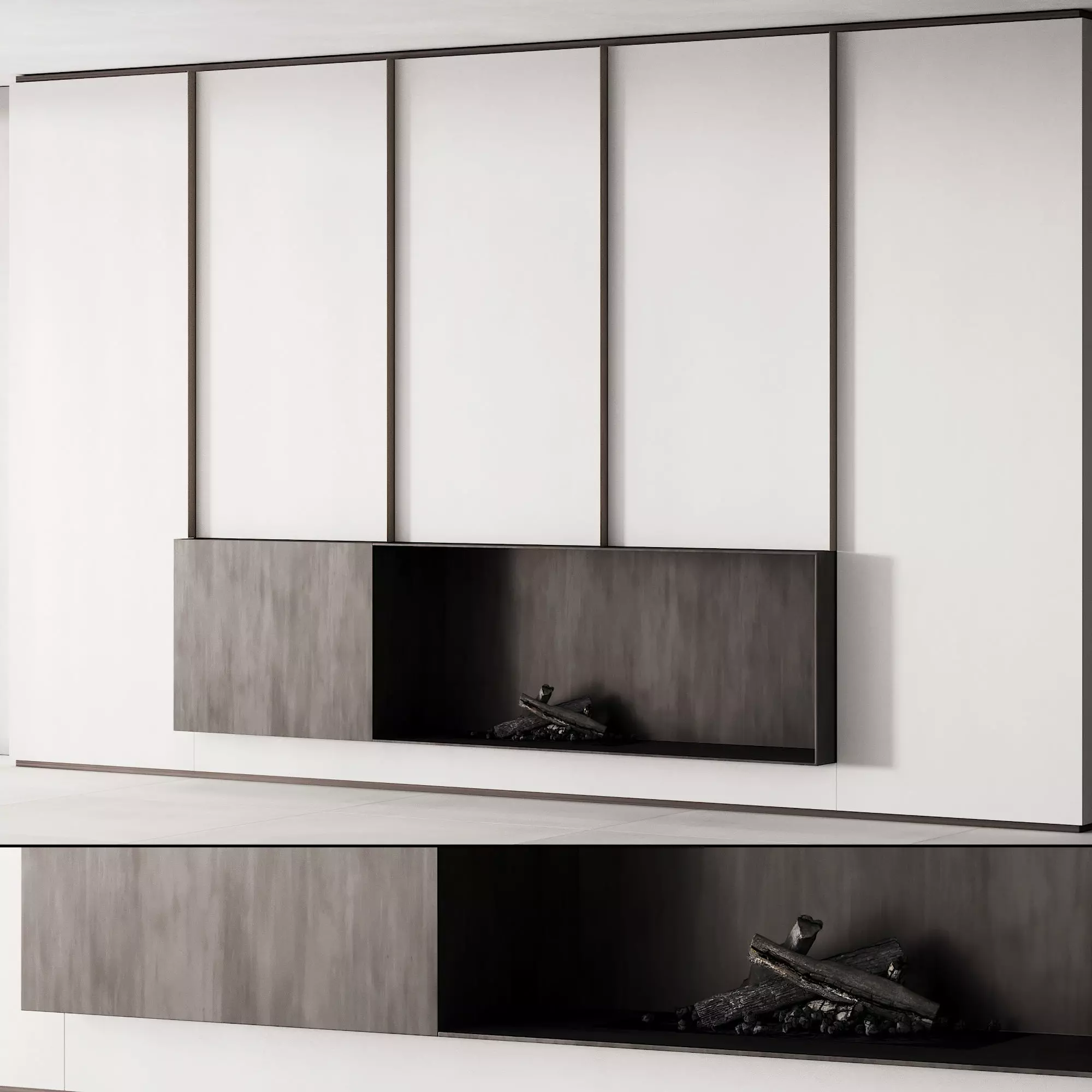 153 fireplace decorative wall kit 02 minimal clean metall 02 3D model_0